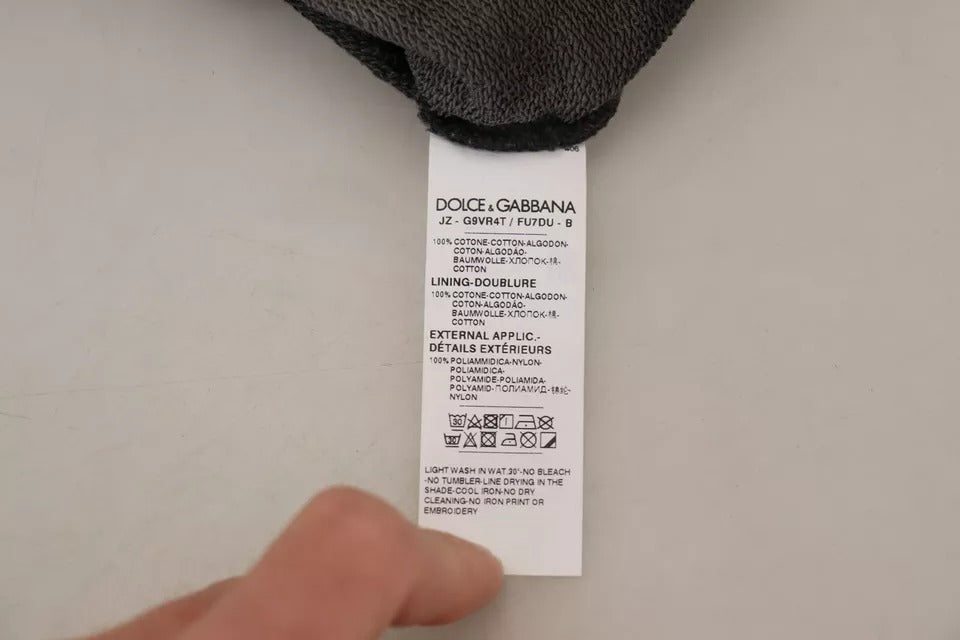 Dolce & Gabbana Black Cotton Logo Hooded Sweatshirt Men's Sweater