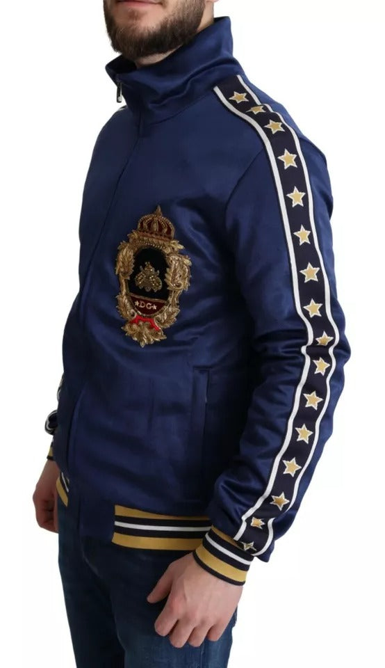Dolce & Gabbana Blue Heraldic Patch Striped King Bee Men's Sweater (Pre-Owned)