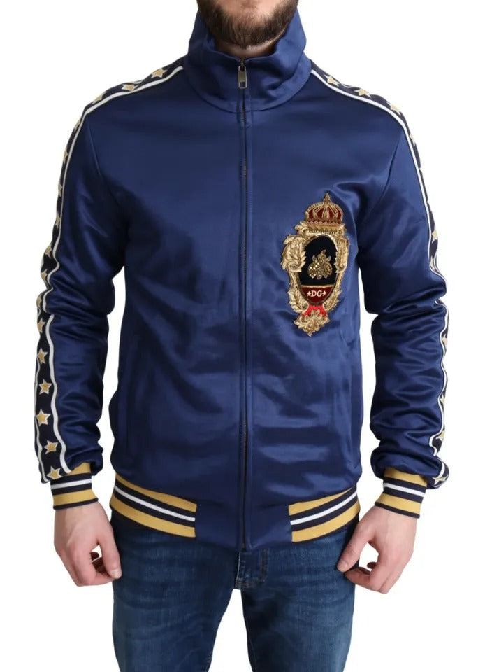 Dolce & Gabbana Blue Heraldic Patch Striped King Bee Men's Sweater (Pre-Owned)