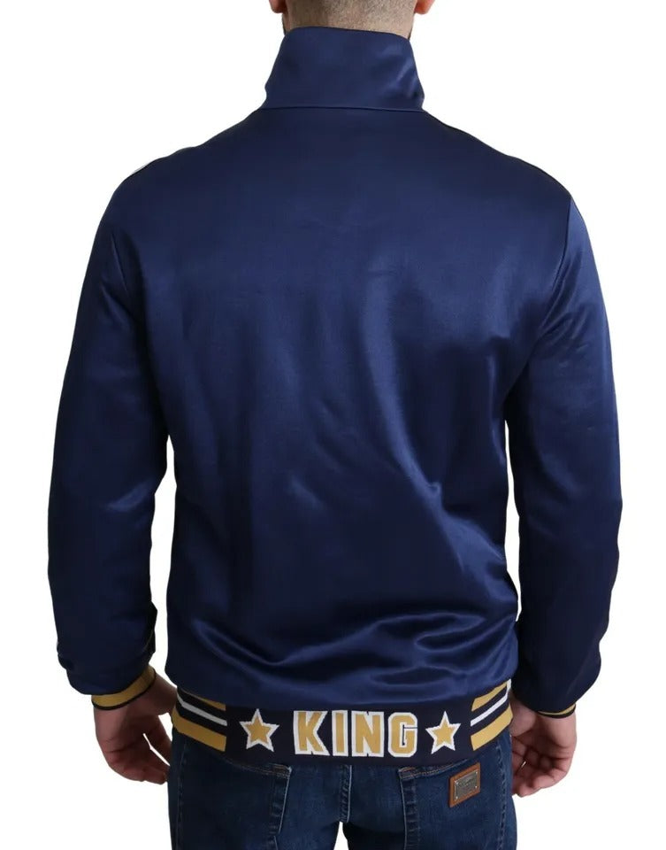 Dolce & Gabbana Blue Heraldic Patch Striped King Bee Men's Sweater (Pre-Owned)