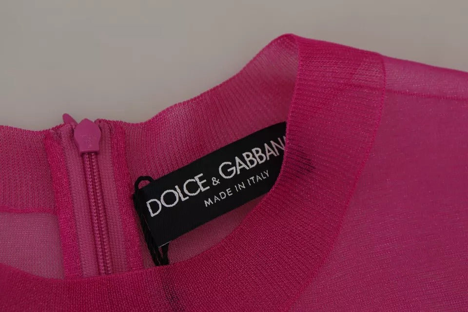 Dolce & Gabbana Fuchsia Polyester Crewneck Pullover Women's Sweater (Pre-Owned)