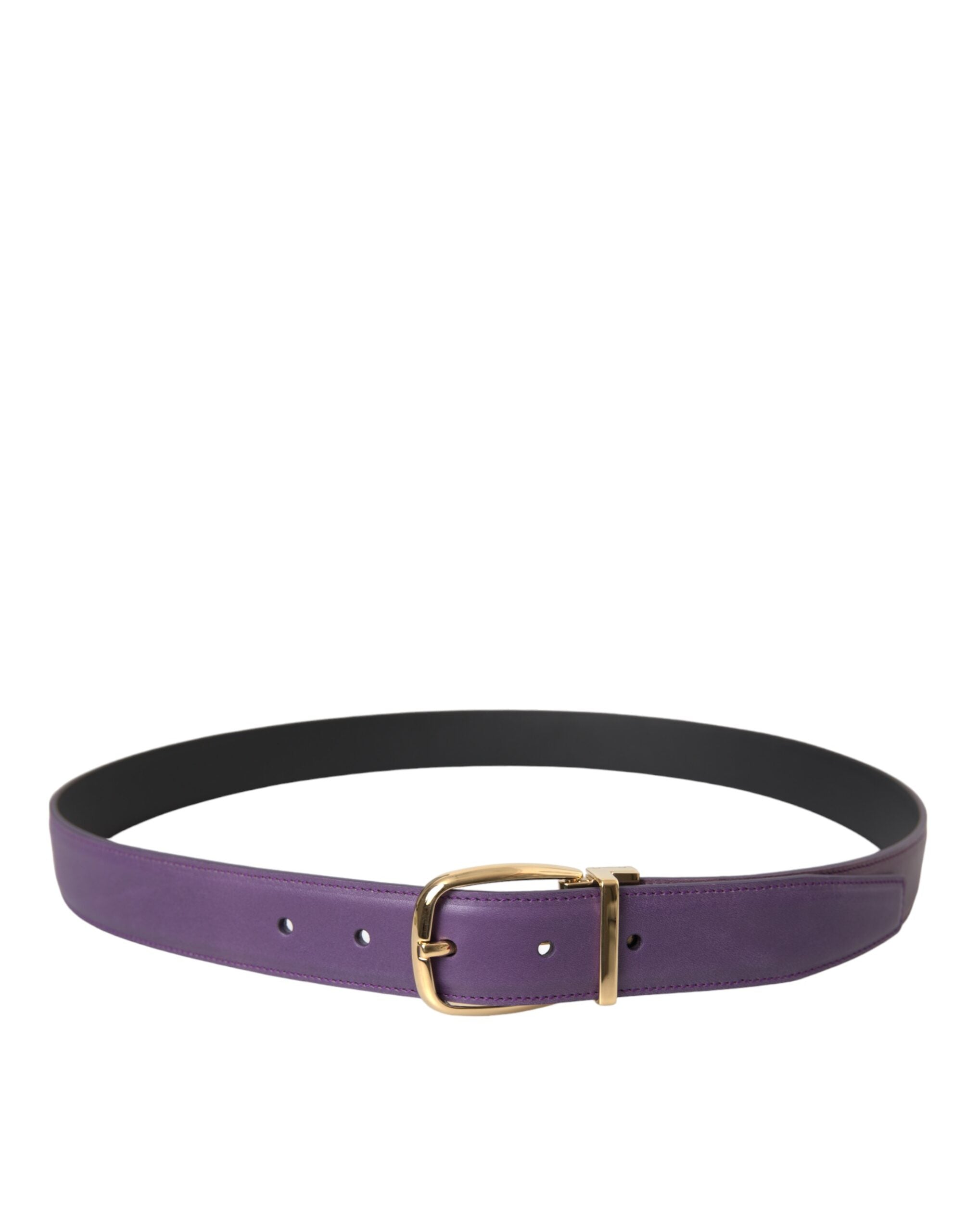 Dolce & Gabbana Purple Leather Gold Metal Buckle Belt Men's Men