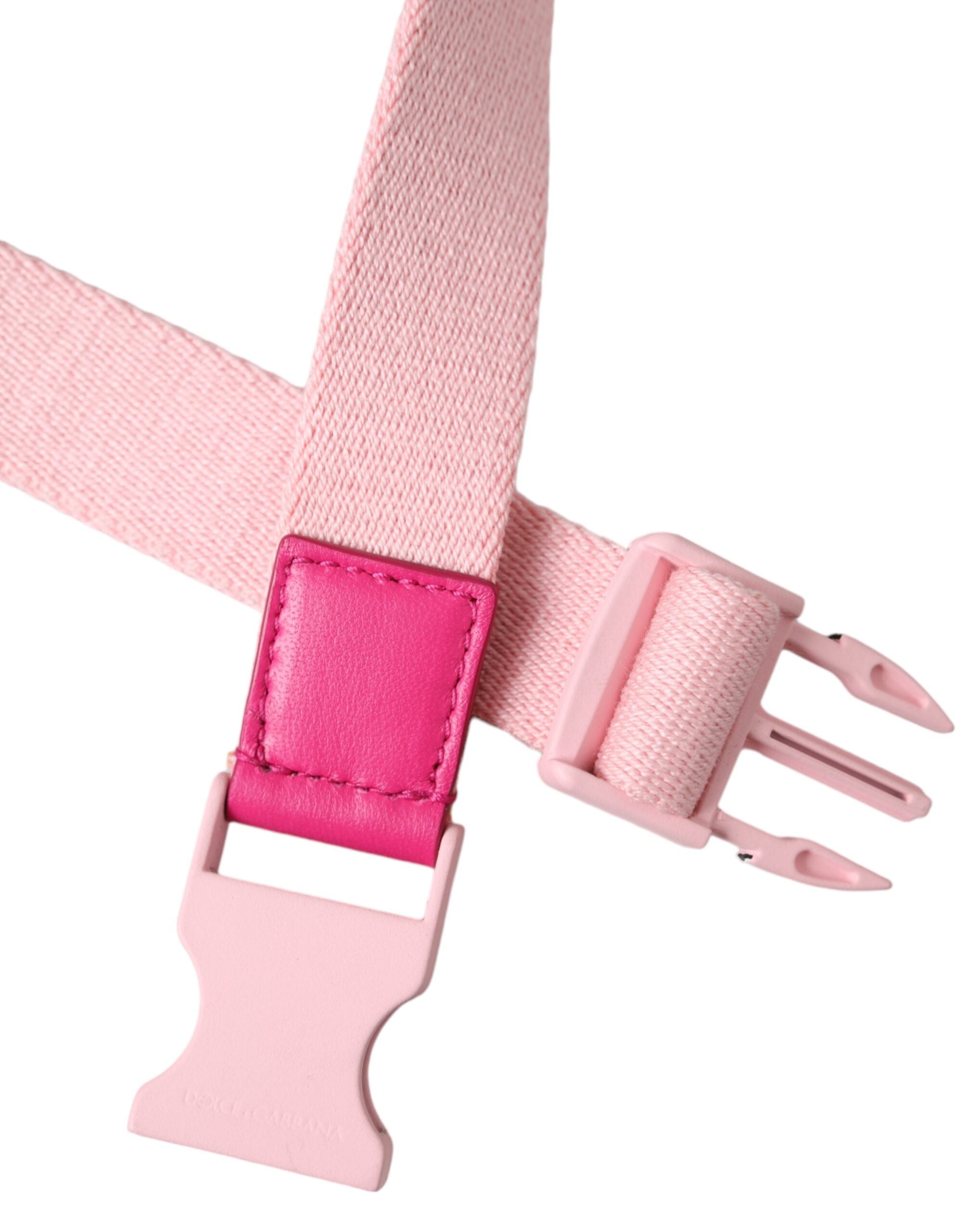 Dolce & Gabbana Pink Canvas Stretch Plastic Buckle Women Women's Belt