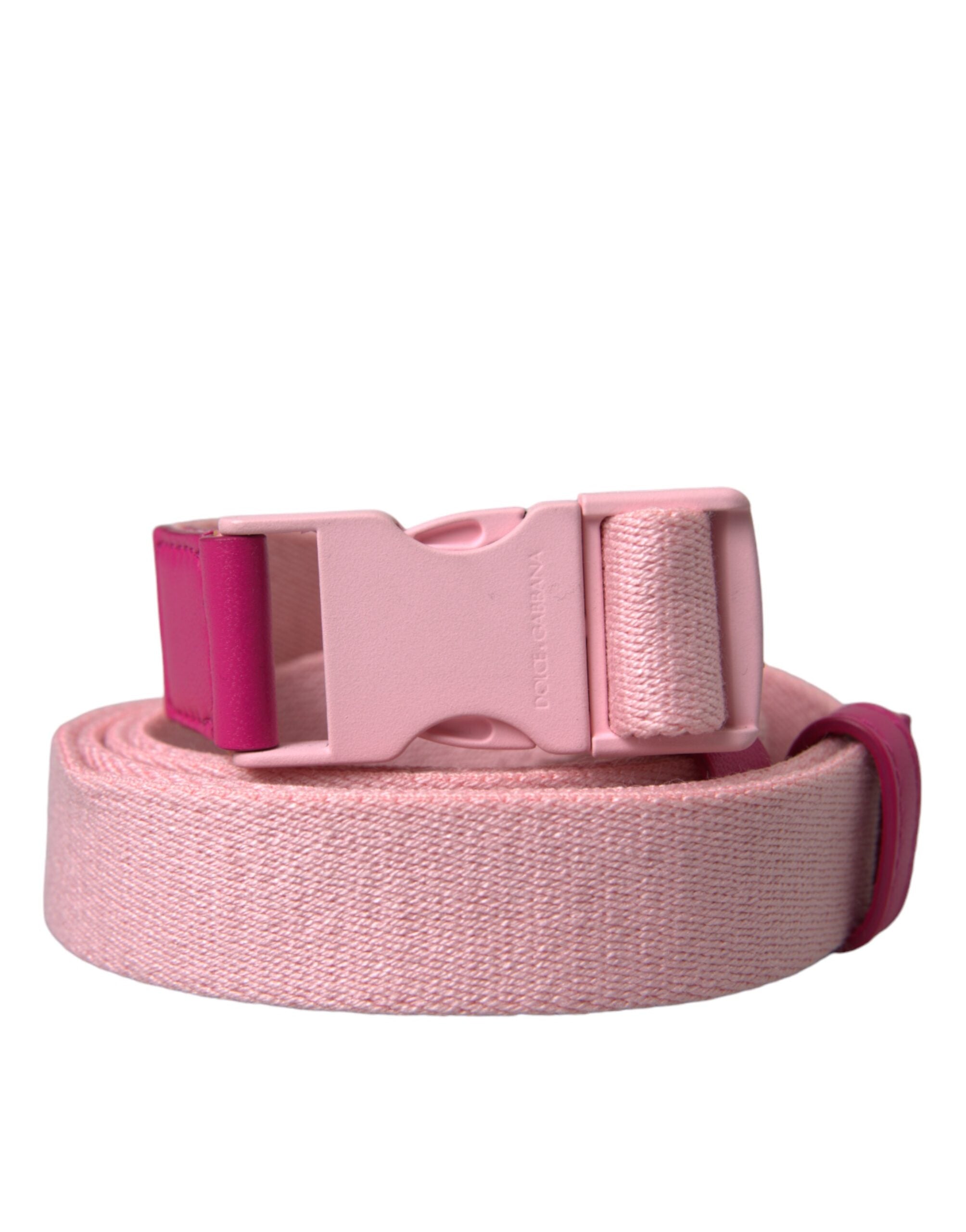 Dolce & Gabbana Pink Canvas Stretch Plastic Buckle Women Women's Belt