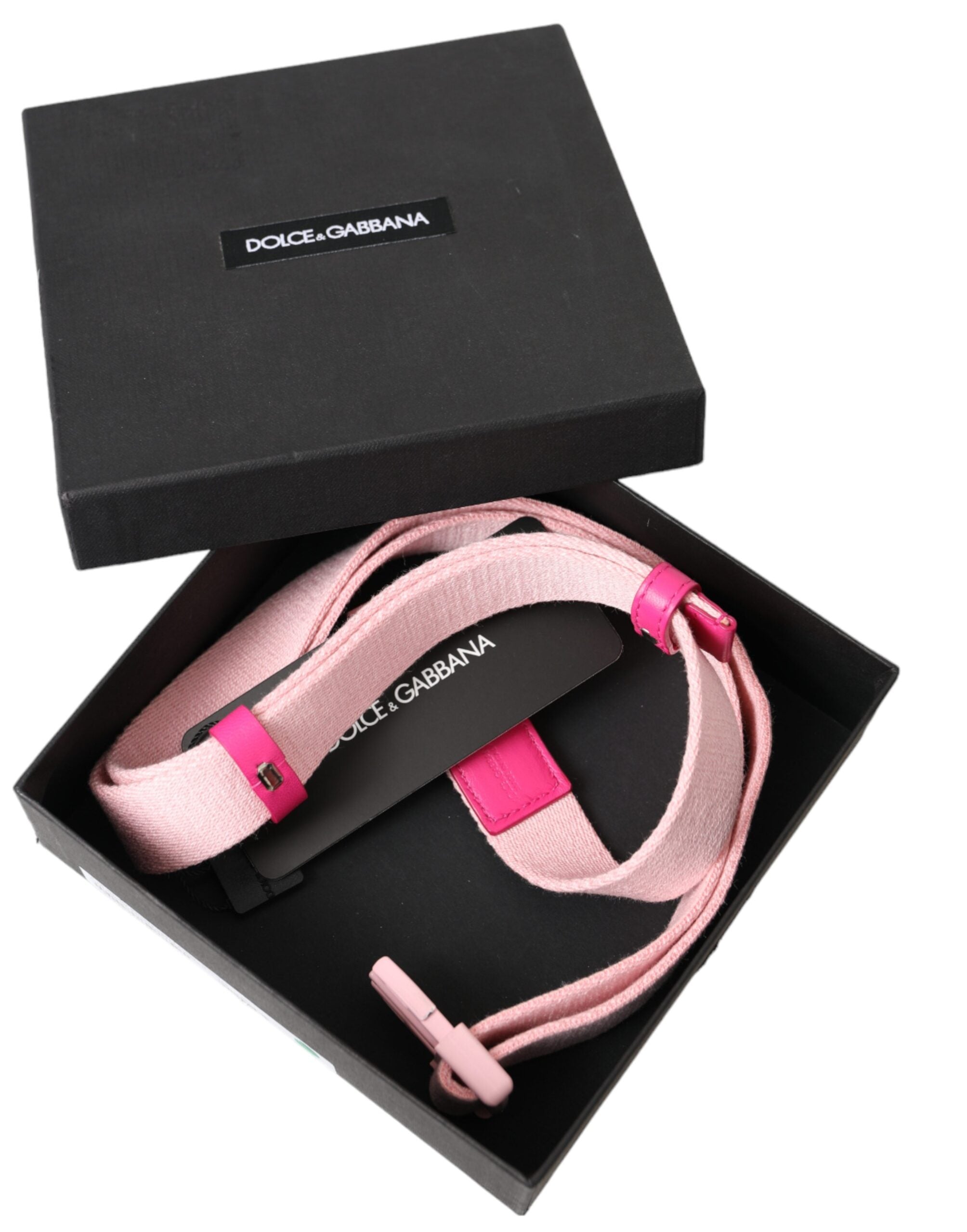 Dolce & Gabbana Pink Canvas Stretch Plastic Buckle Women Women's Belt
