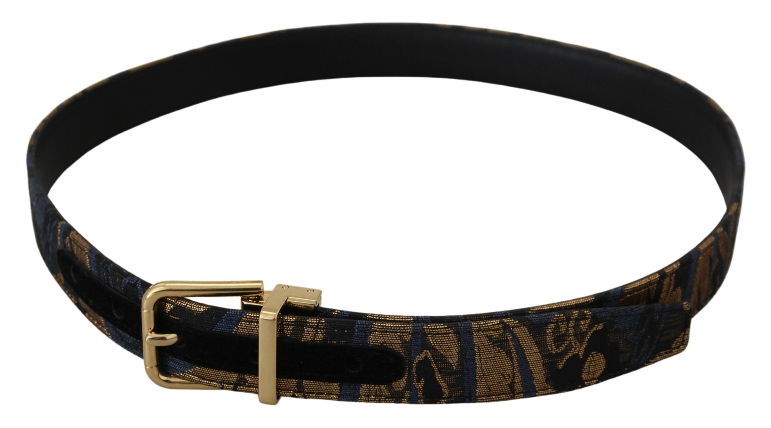 Dolce & Gabbana Multicolor Jacquard Leather Logo Buckle Women's Belt