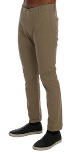 Daniele Alessandrini Beige Slim Fit Chinos for Sophisticated Men's Style