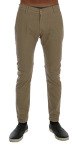Daniele Alessandrini Beige Slim Fit Chinos for Sophisticated Men's Style
