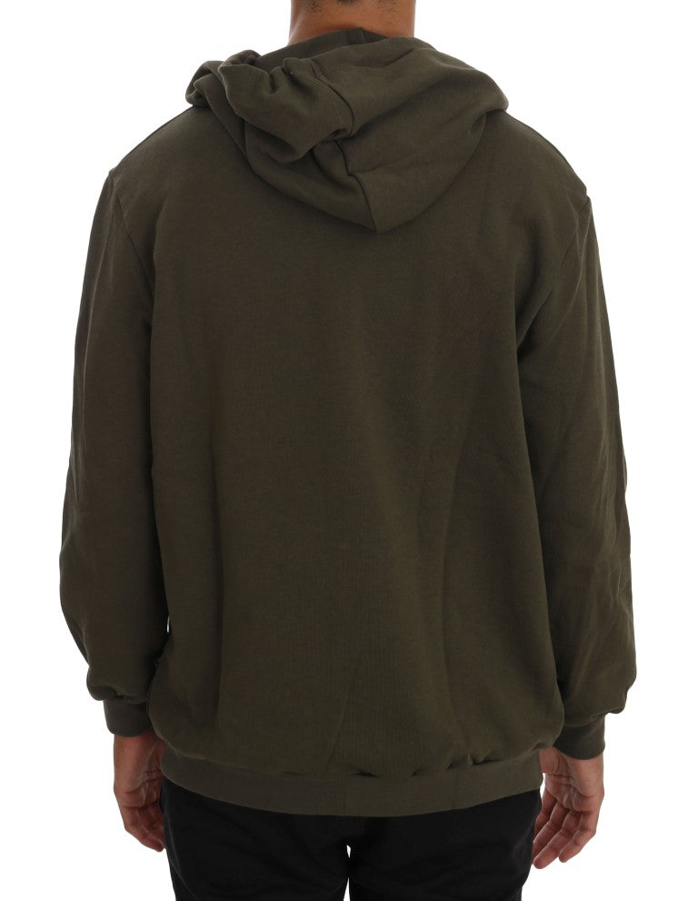 Daniele Alessandrini Elegant Green Full Zip Hooded Men's Sweater