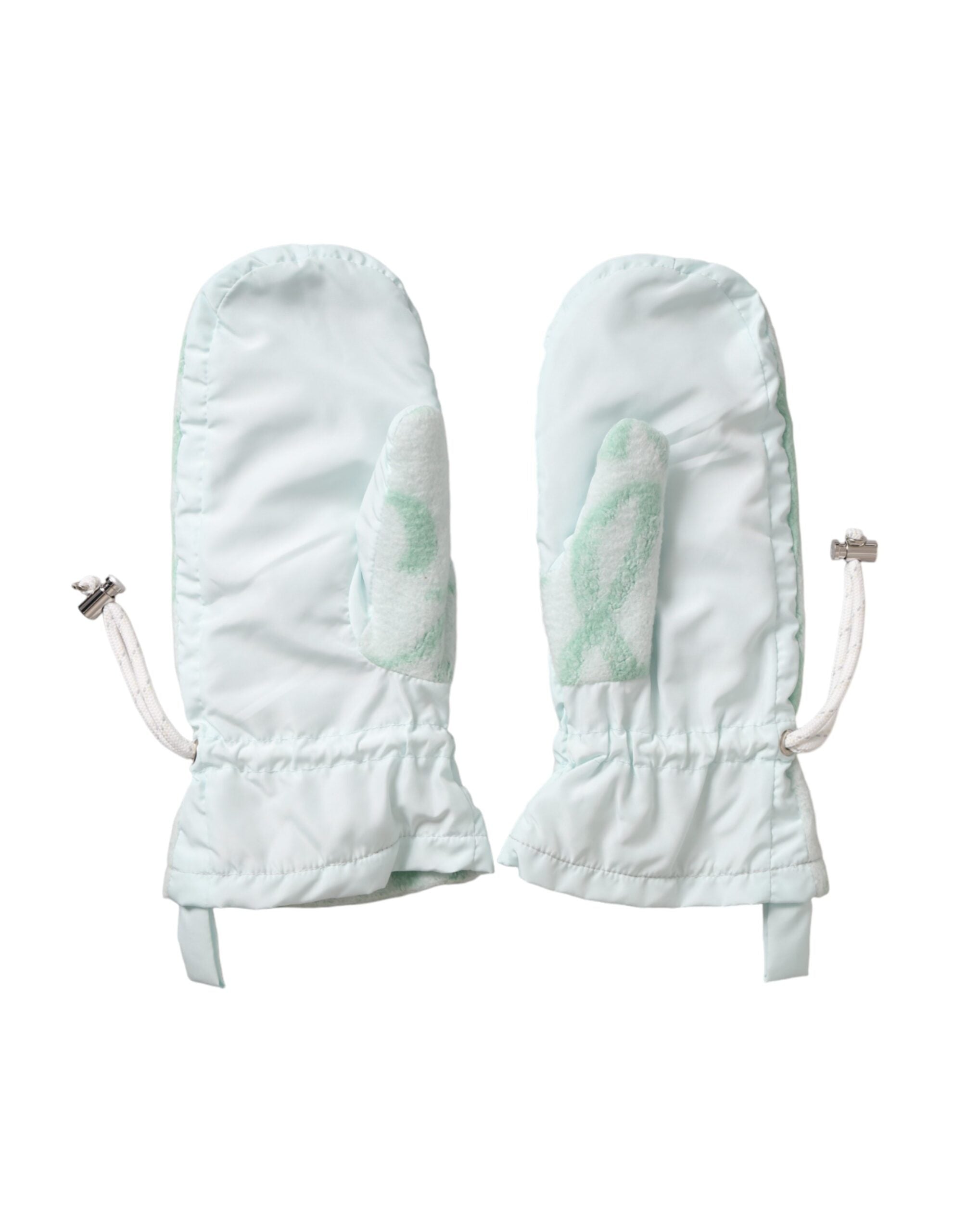 Dolce & Gabbana White Nylon Fleece Wrist Length Mitten Women's Gloves