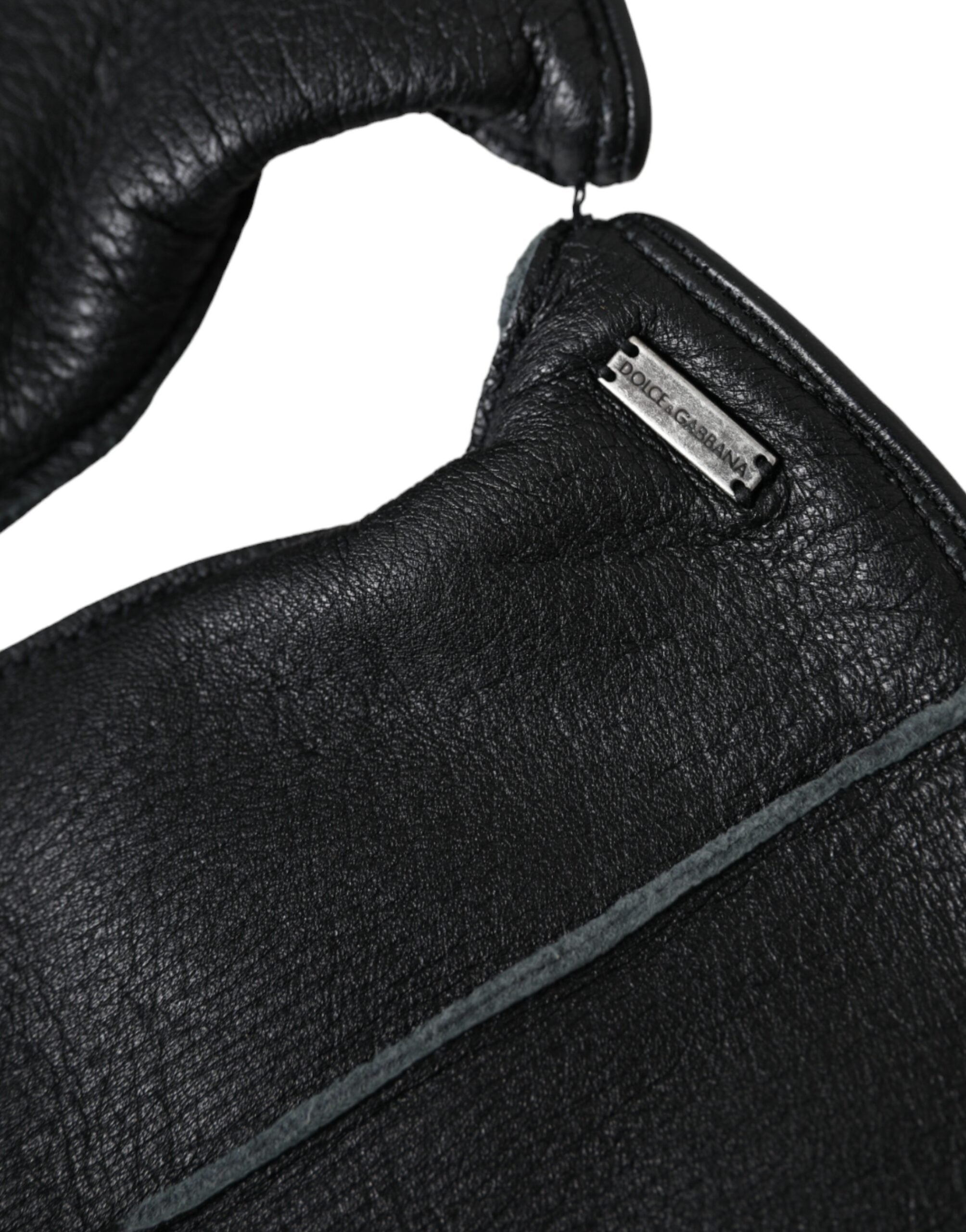 Dolce & Gabbana Black Deer Leather Wrist Length Men's Gloves