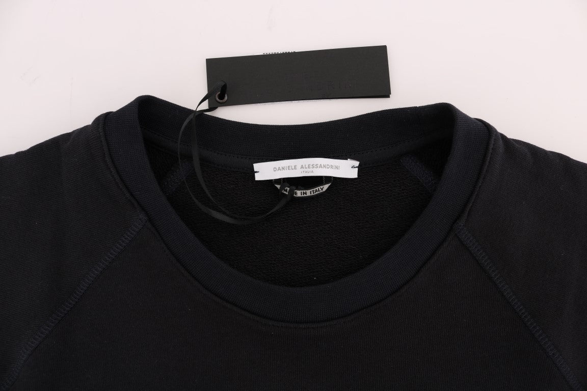 Daniele Alessandrini Chic Dark Blue Crewneck Cotton Men's Sweater