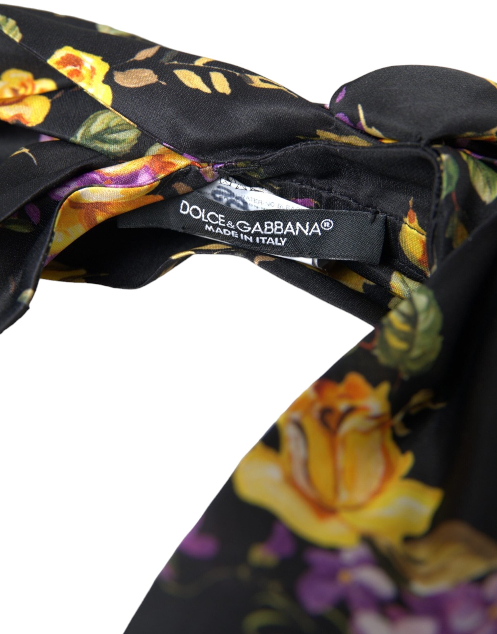 Dolce & Gabbana Black Floral Applique Silk Women Headband Women's Diadem