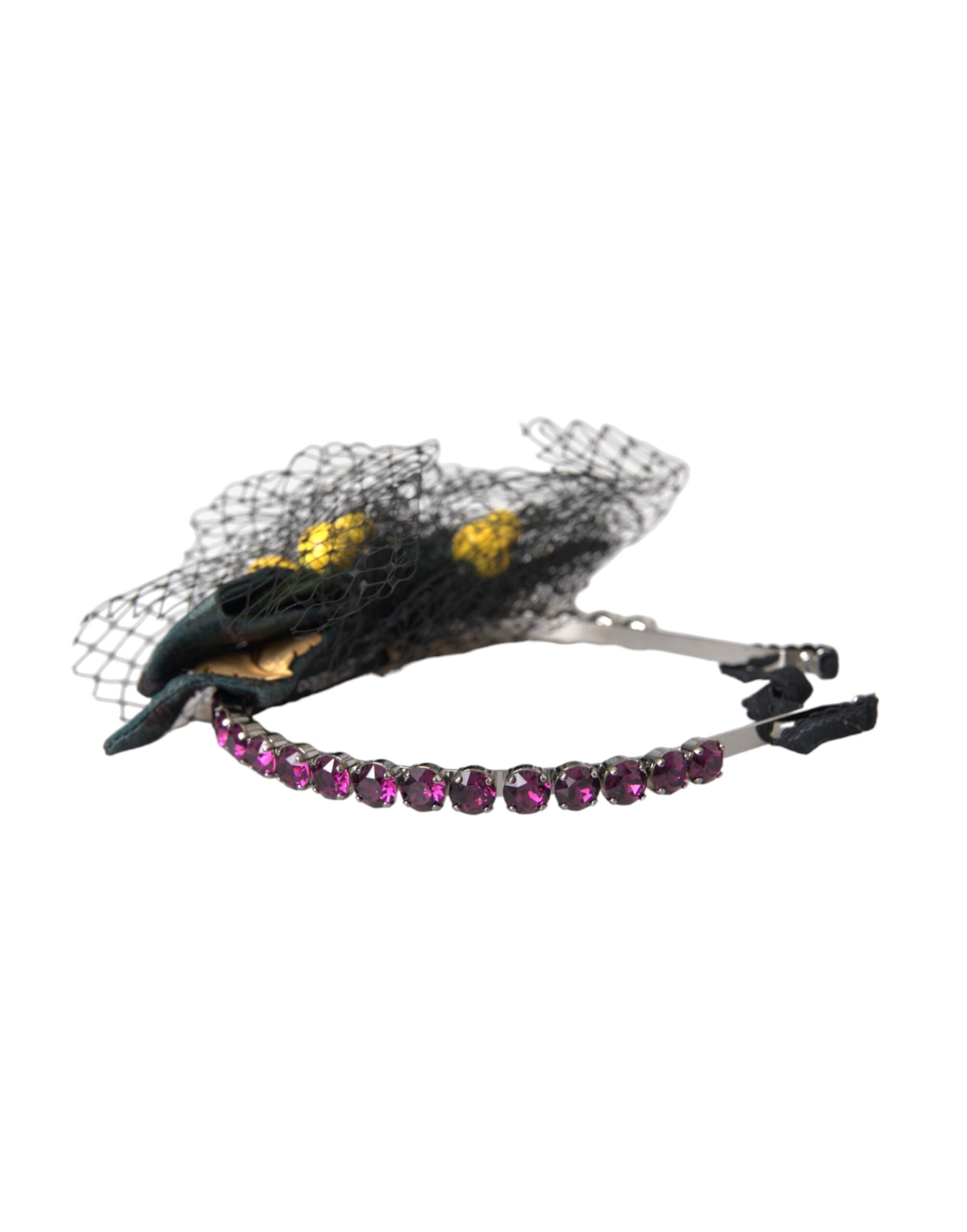 Dolce & Gabbana Black Lemons Sicily Purple Crystal Net Headband Women's Diadem