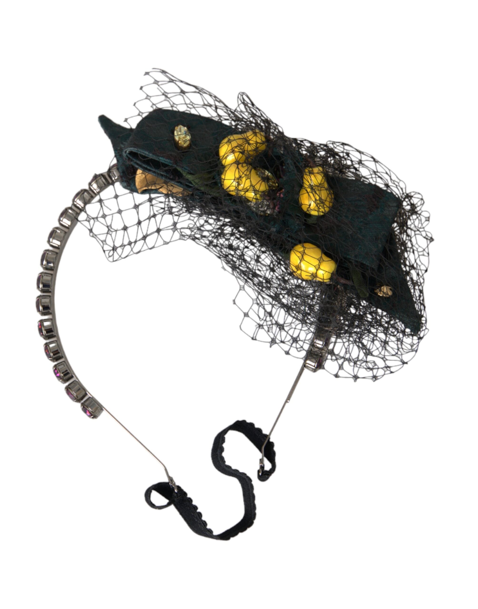Dolce & Gabbana Black Lemons Sicily Purple Crystal Net Headband Women's Diadem