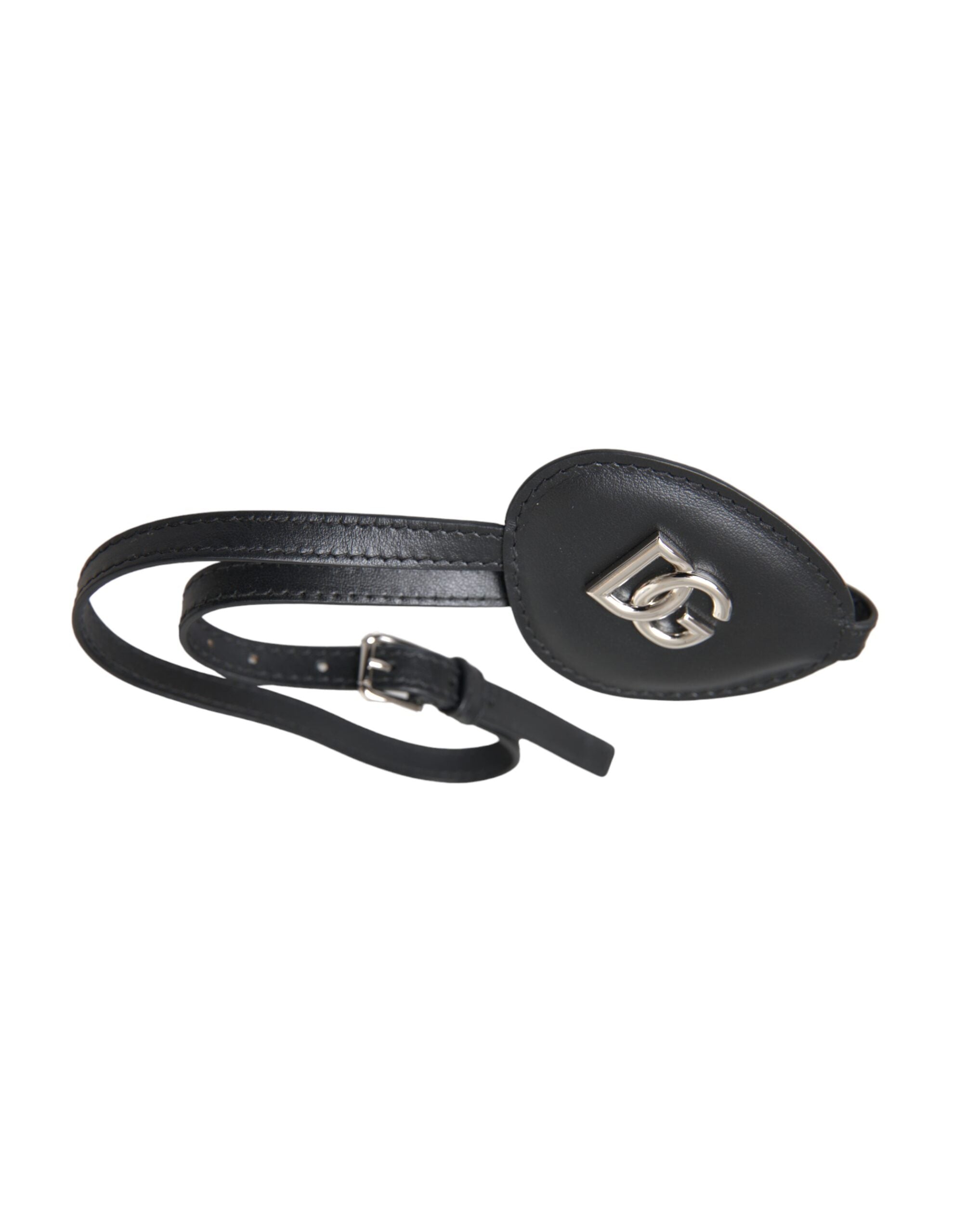 Dolce & Gabbana Black Calfskin Leather Metal DG Logo Eye Women's Patch