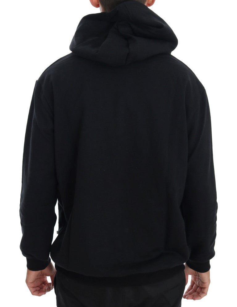 Daniele Alessandrini Elegant Black Cotton Hooded Men's Sweater