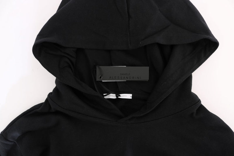 Daniele Alessandrini Elegant Black Cotton Hooded Men's Sweater