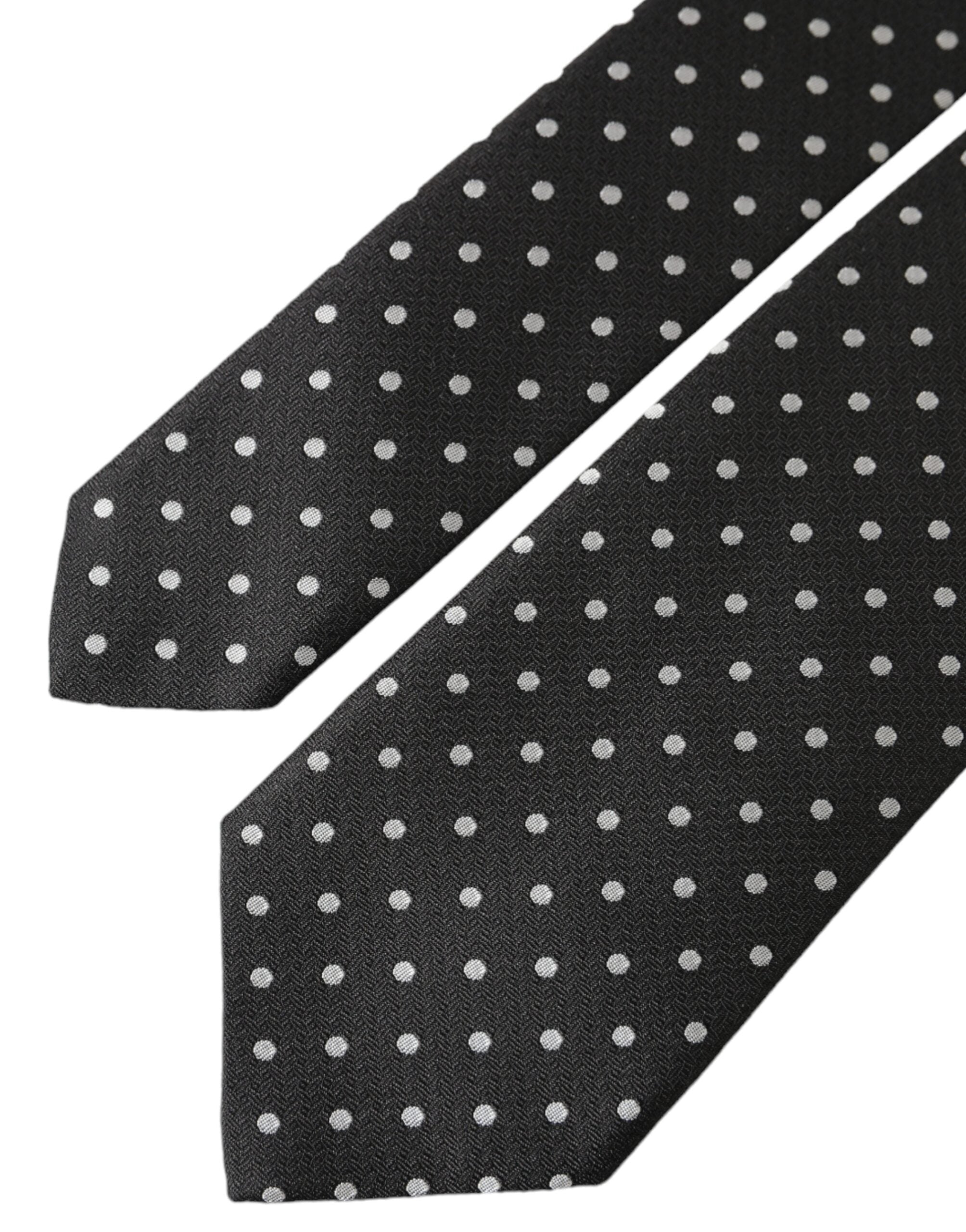 Dolce & Gabbana Black White Polka Dots 100% Silk Necktie Face Men's Mask