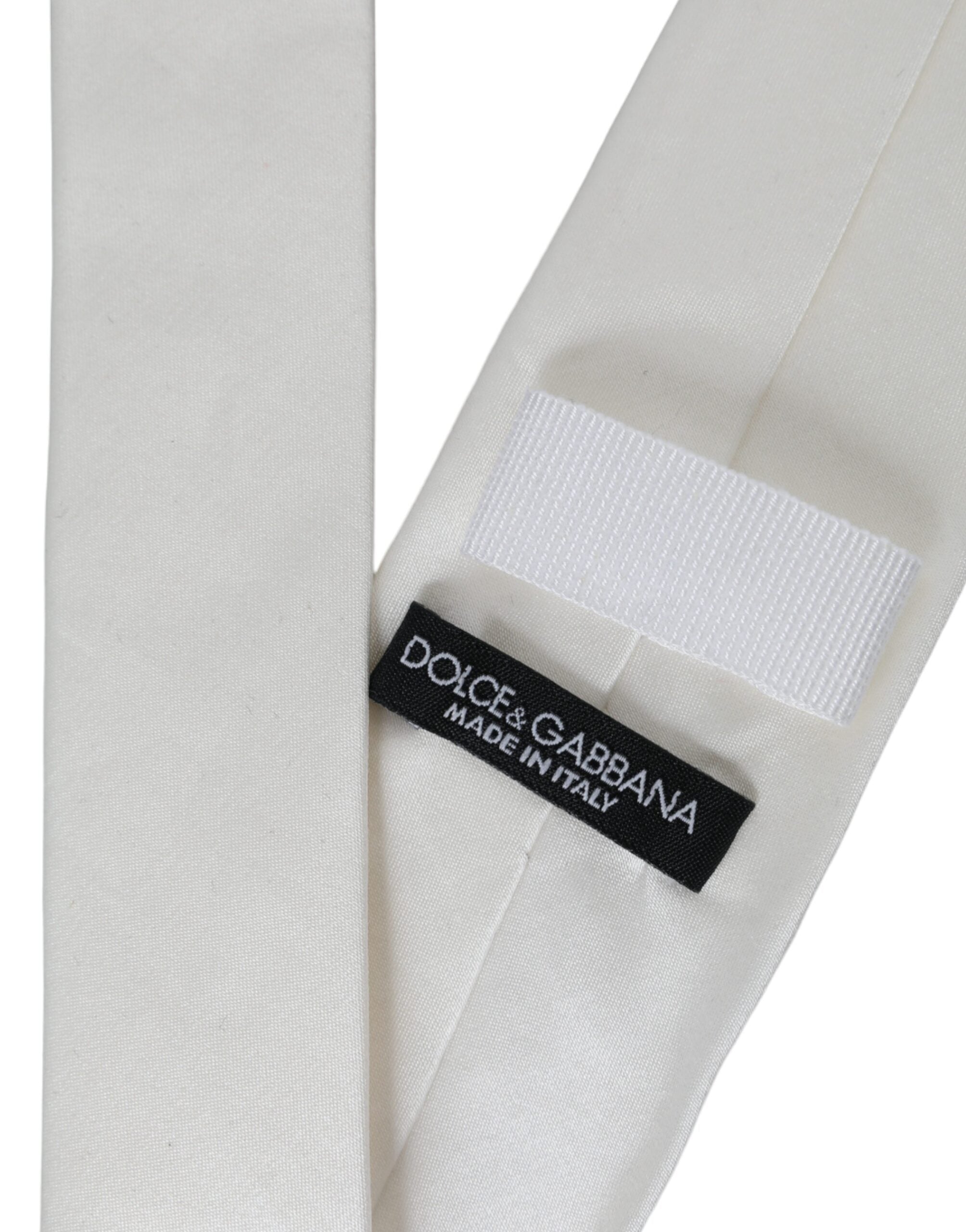 Dolce & Gabbana White Silk Blend Adjustable Tie Men's Men