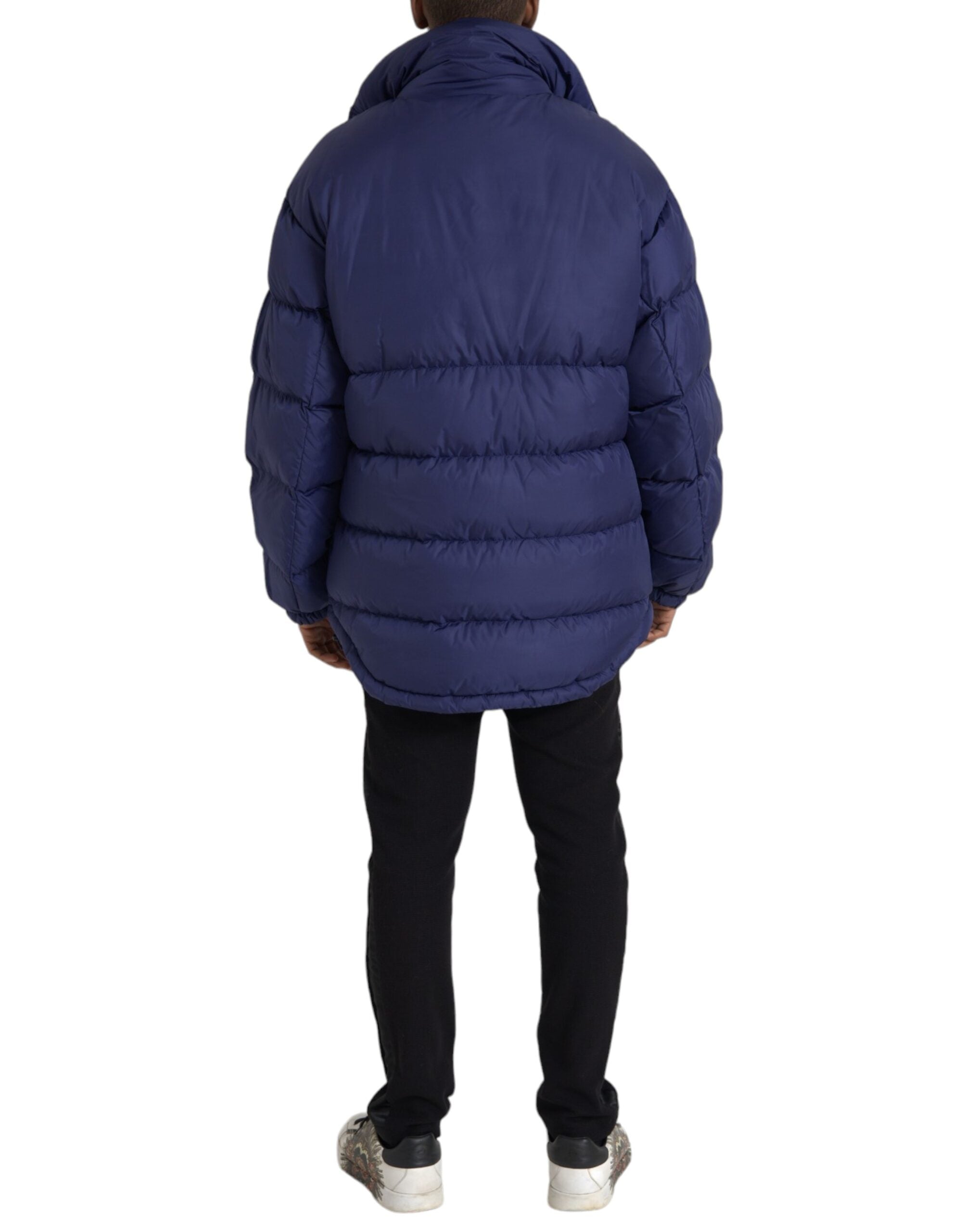 Dolce & Gabbana Navy Blue Quilted Windbreaker Puffer Men's Jacket (Pre-Owned)