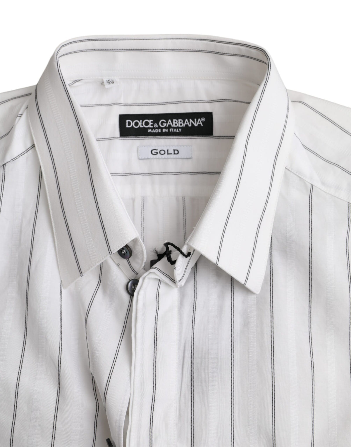 Dolce & Gabbana Black White Striped Formal Dress GOLD Men's Shirt