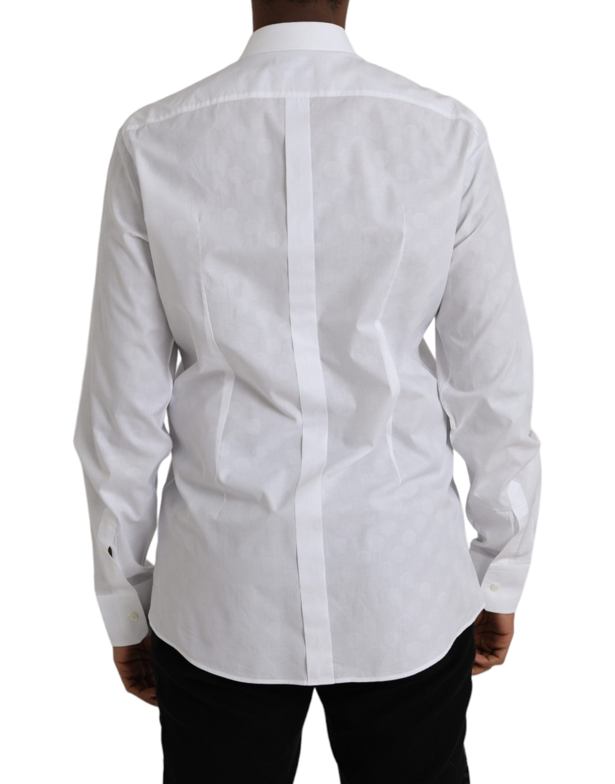 Dolce & Gabbana White Polka Dotted Cotton Dress GOLD Men's Shirt