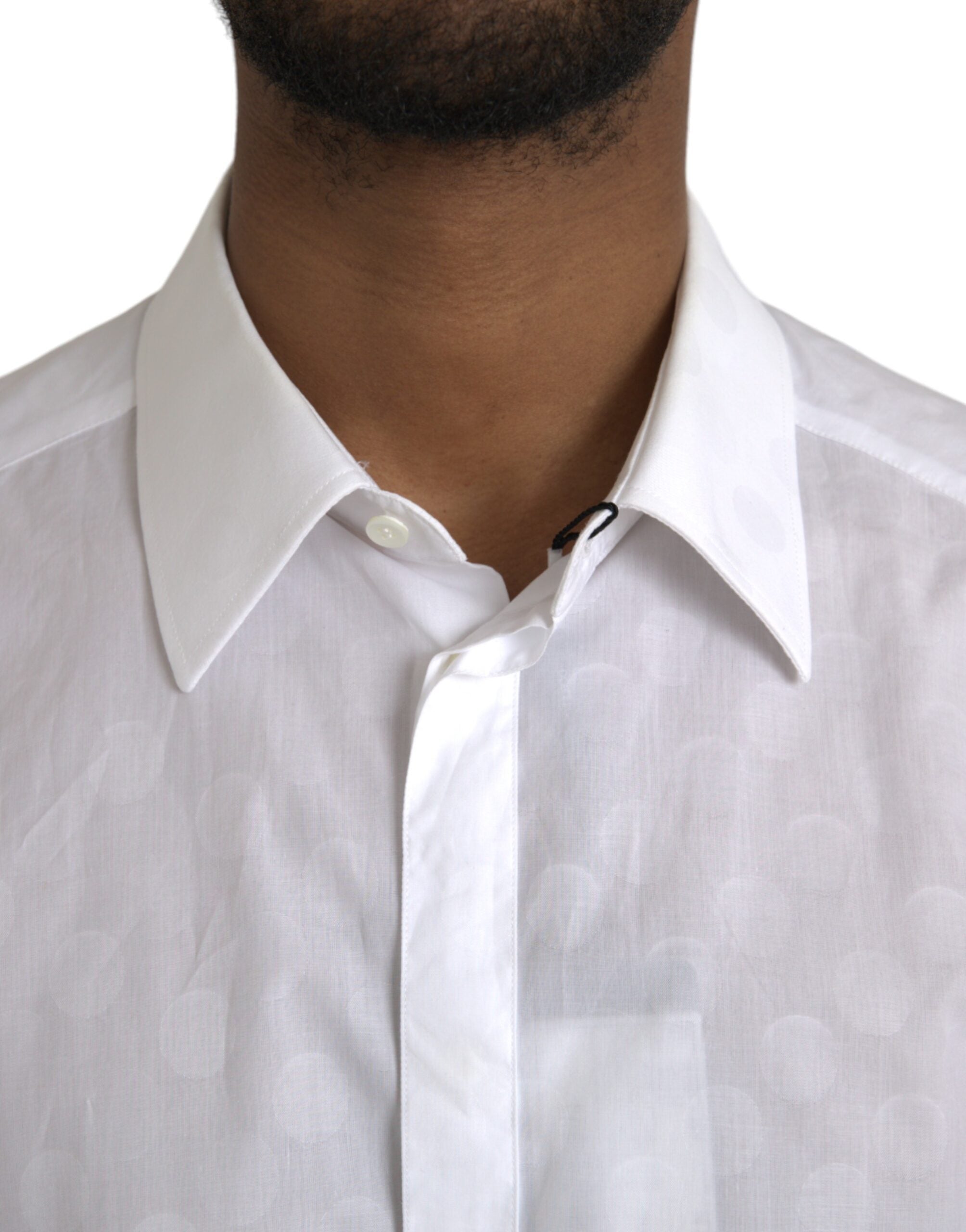 Dolce & Gabbana White Polka Dotted Cotton Dress GOLD Men's Shirt