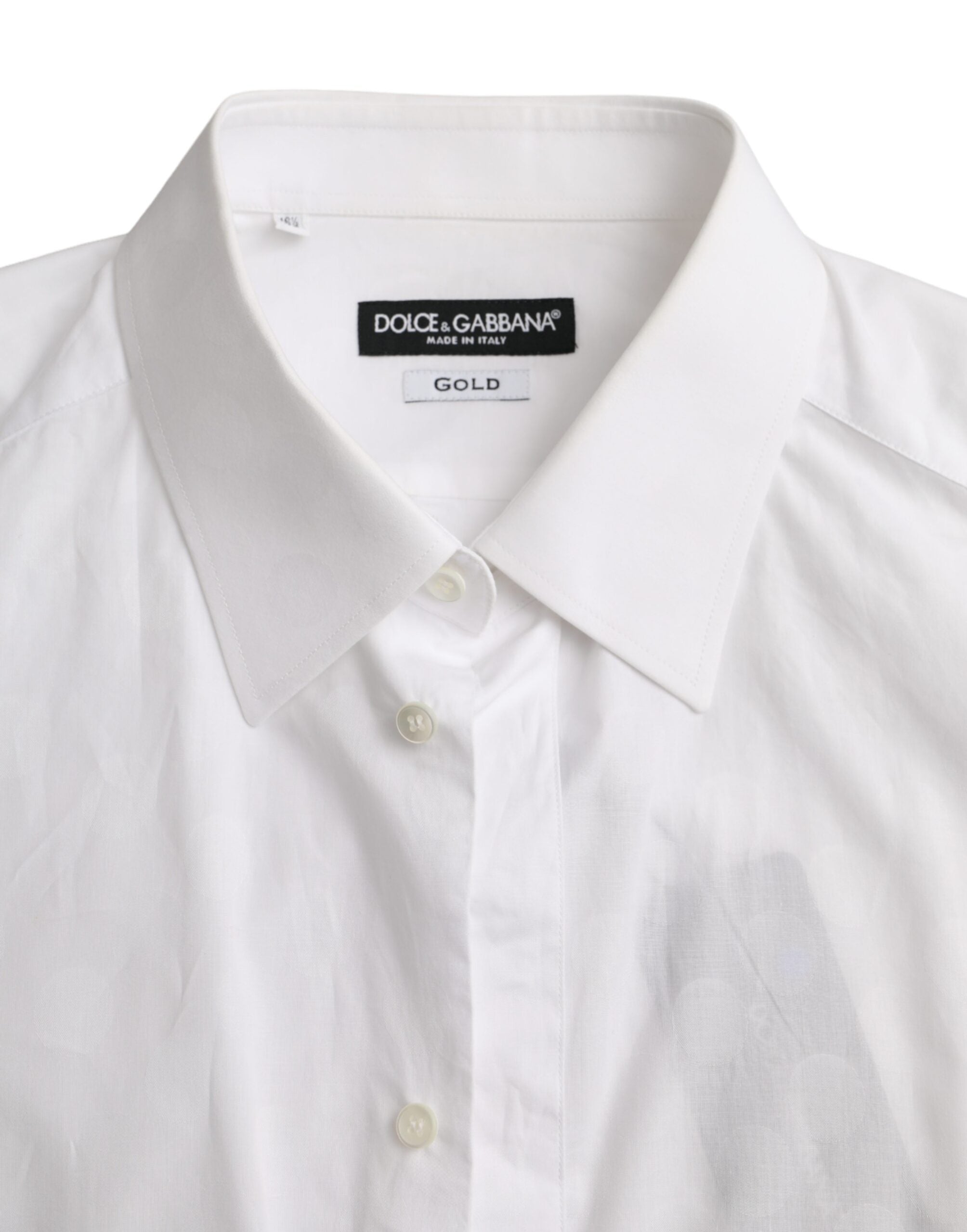 Dolce & Gabbana White Polka Dotted Cotton Dress GOLD Men's Shirt