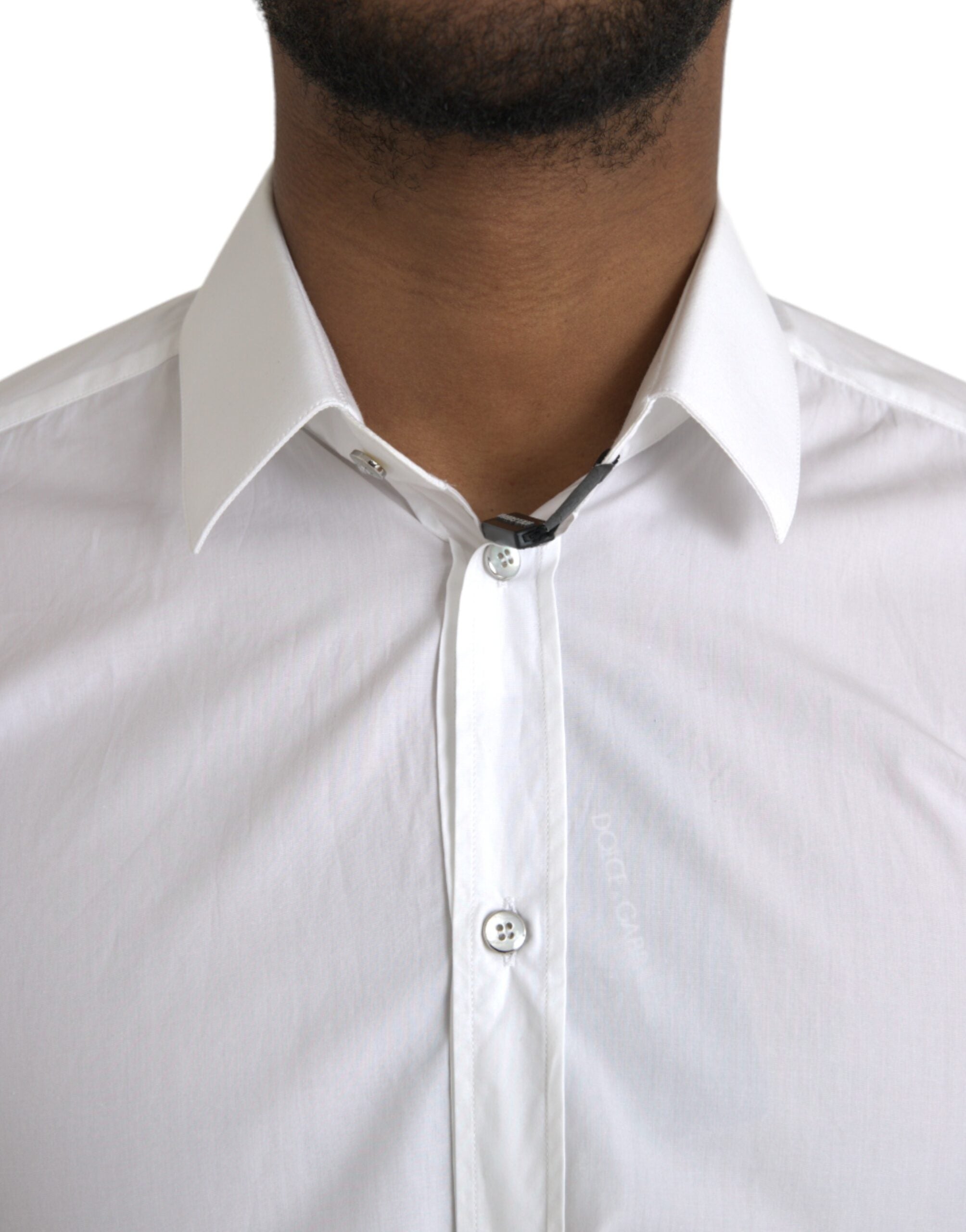 Dolce & Gabbana White Cotton Long Sleeve Dress MARTINI Men's Shirt