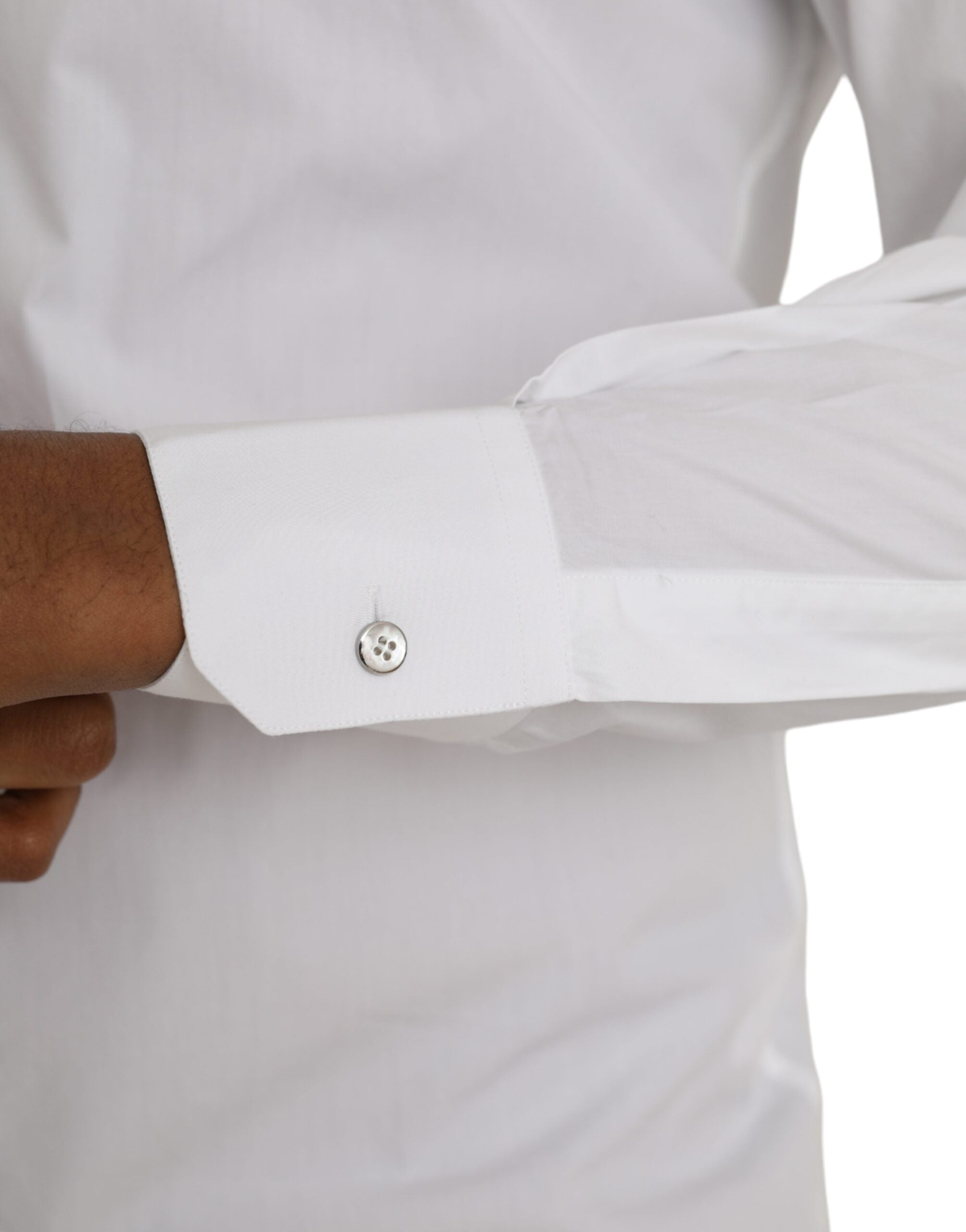 Dolce & Gabbana White Cotton Long Sleeve Dress MARTINI Men's Shirt