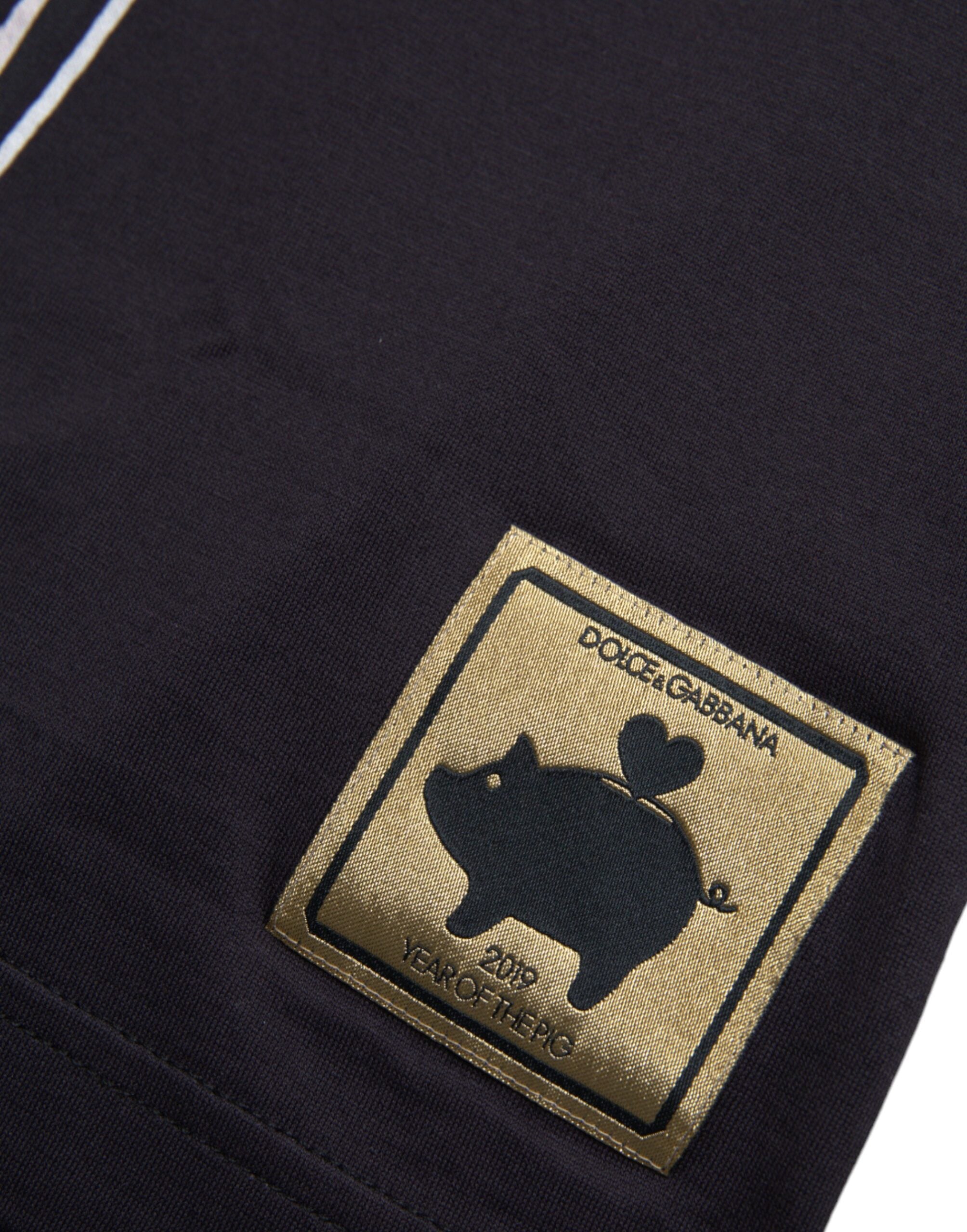 Dolce & Gabbana Black Cotton 2019 Year of the Pig Men's T-shirt