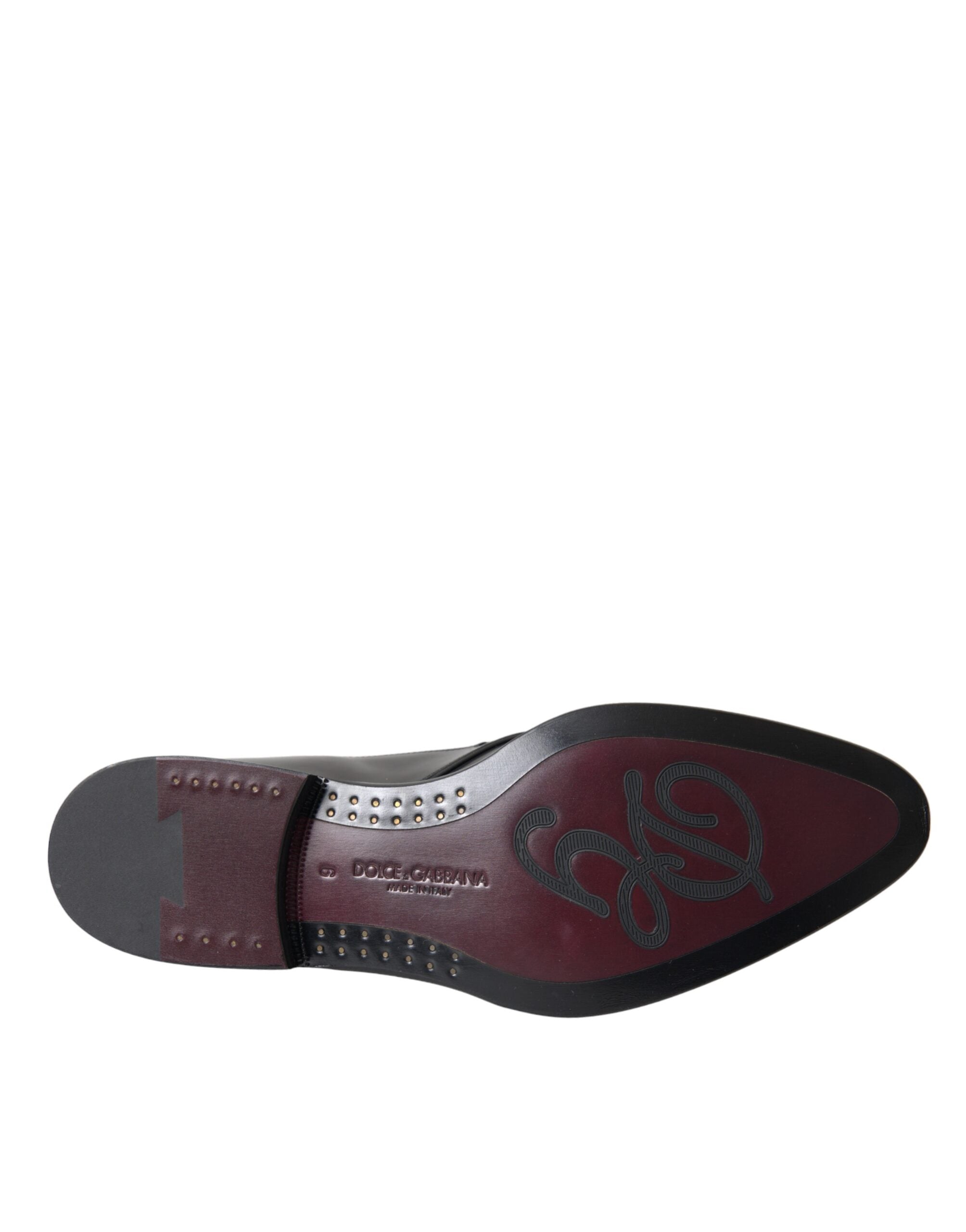 Dolce & Gabbana Black Leather Derby Formal Dress Men Men's Shoes