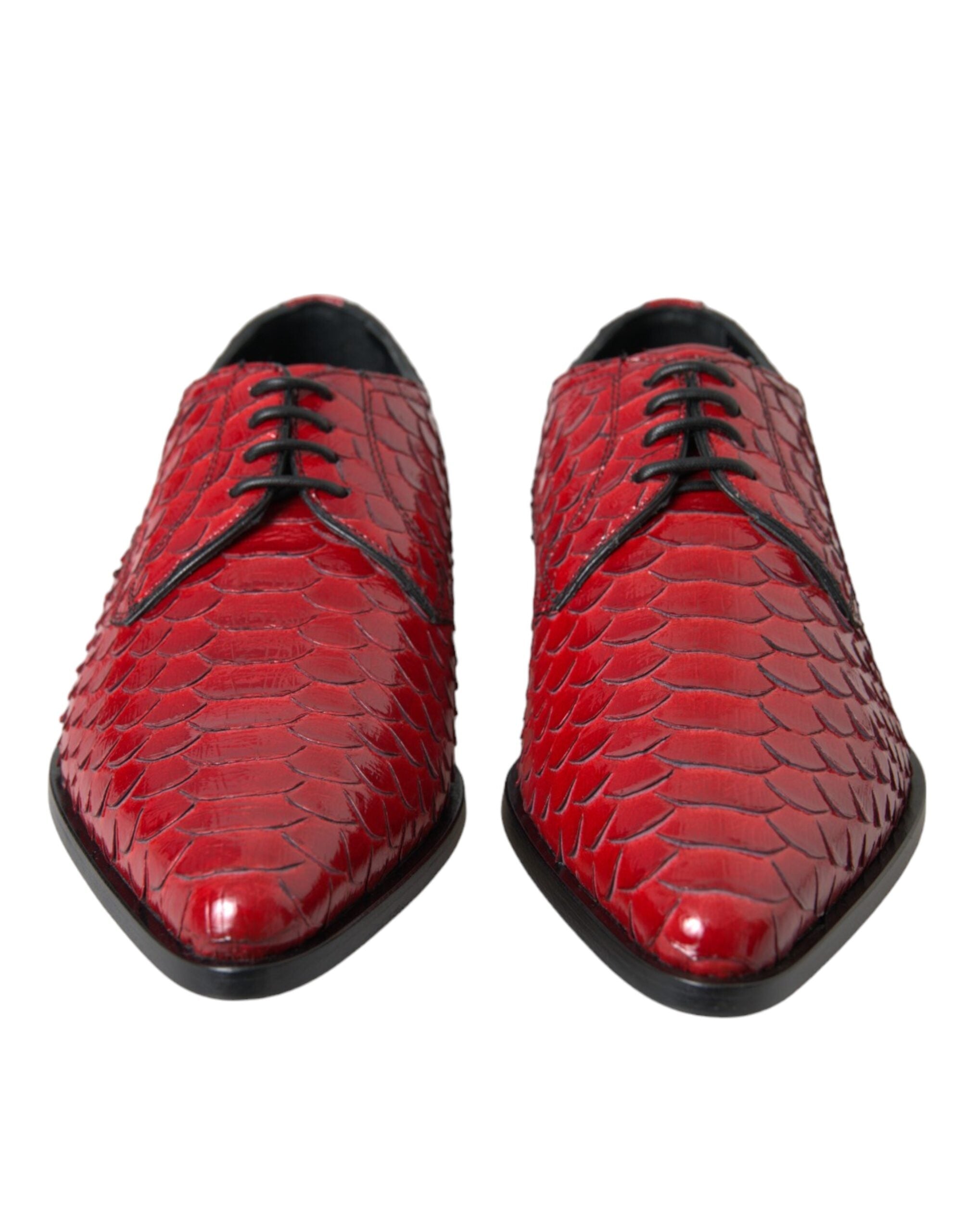 Dolce & Gabbana Red Textured Varnished Derby Men Formal Shoes Dolce & Gabbana Red Textured Varnished Derby Men Formal Shoes