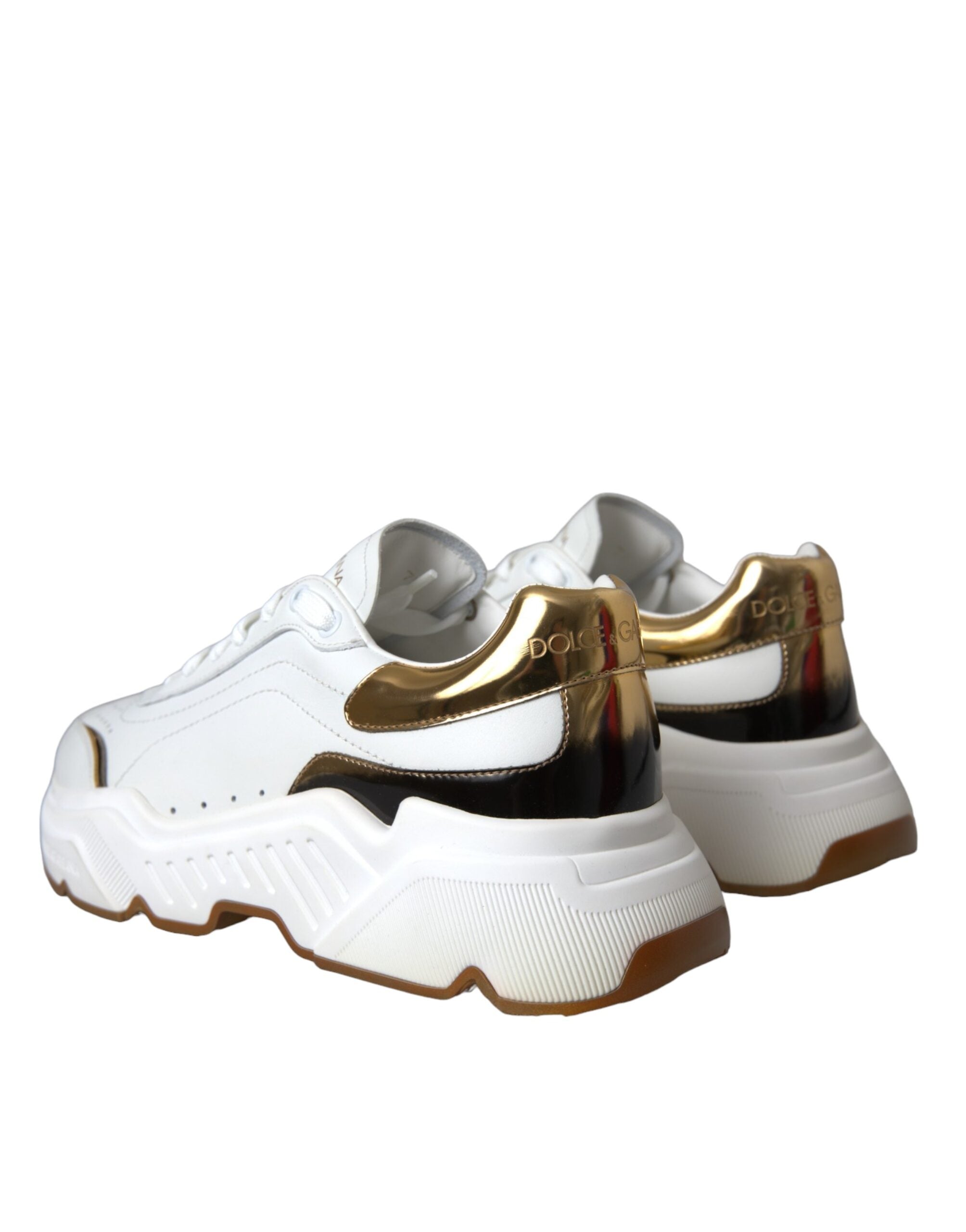Dolce & Gabbana White Gold DAYMASTER Leather Sneakers Women's Shoes