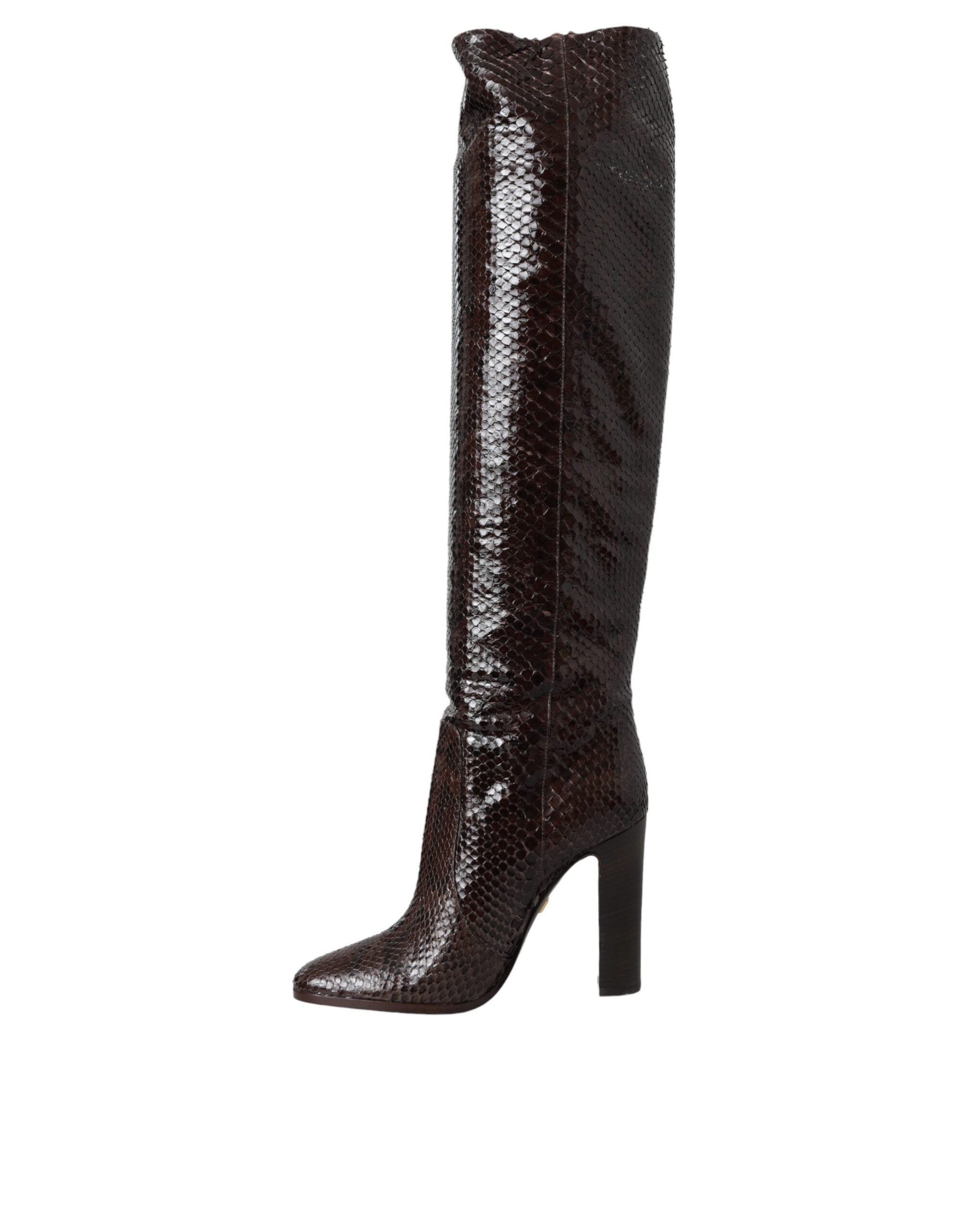 Dolce & Gabbana Brown Exotic Leather Heels High Boots Women's Shoes