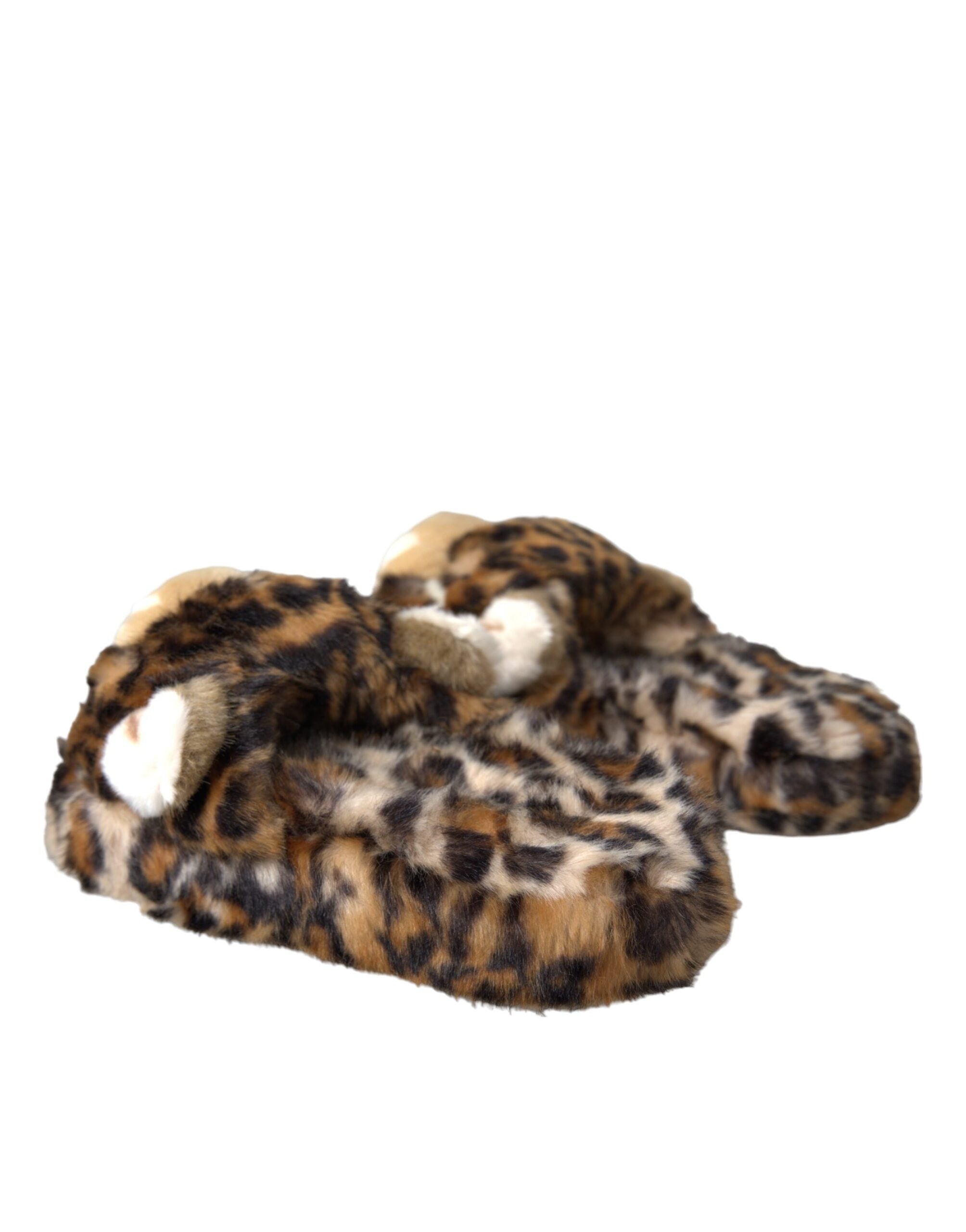 Dolce & Gabbana Brown Tiger Slippers Flats Sandals Women's Shoes