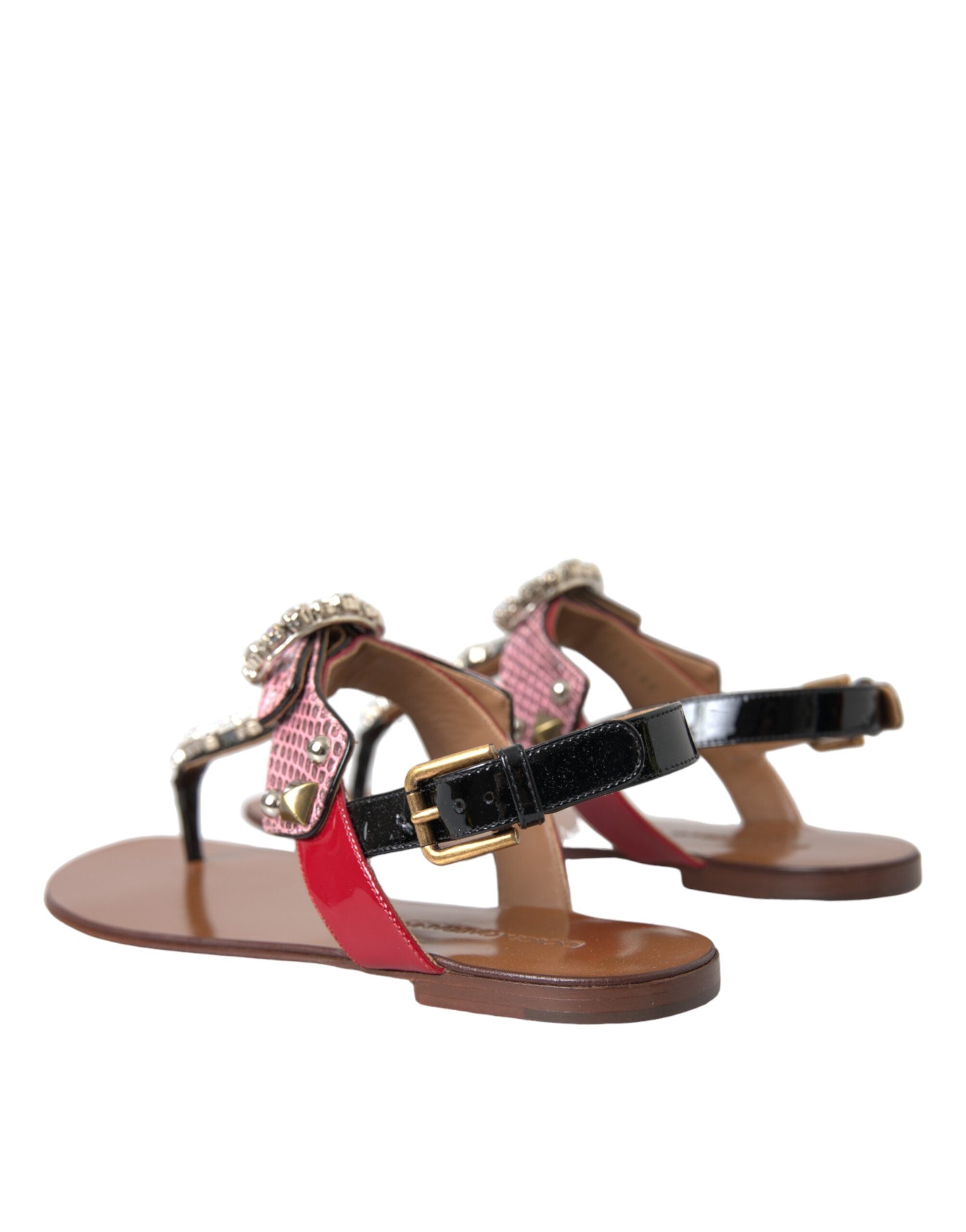 Dolce & Gabbana Multicolor Crystal Sandals Flip Flops Women's Shoes