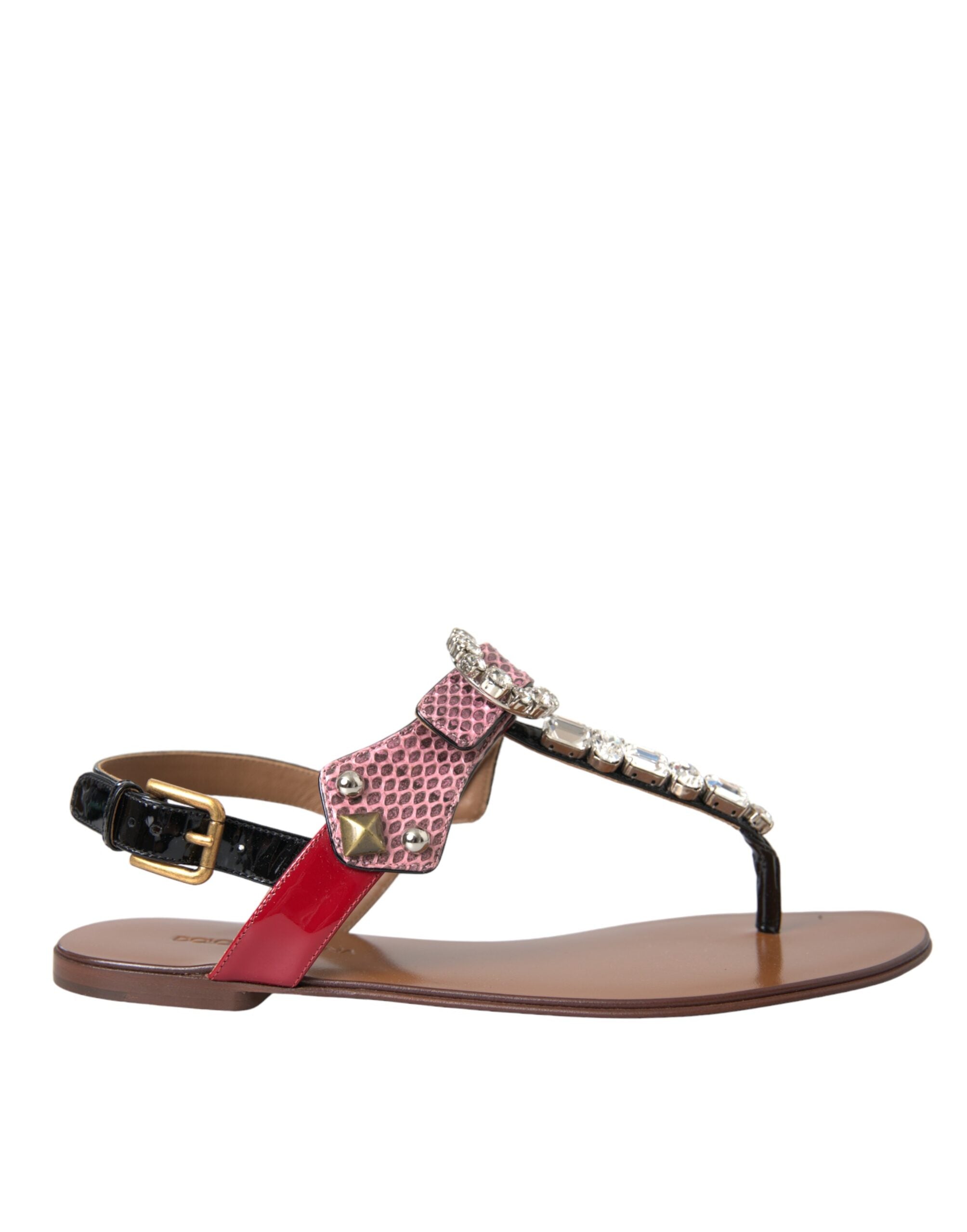 Dolce & Gabbana Multicolor Crystal Sandals Flip Flops Women's Shoes