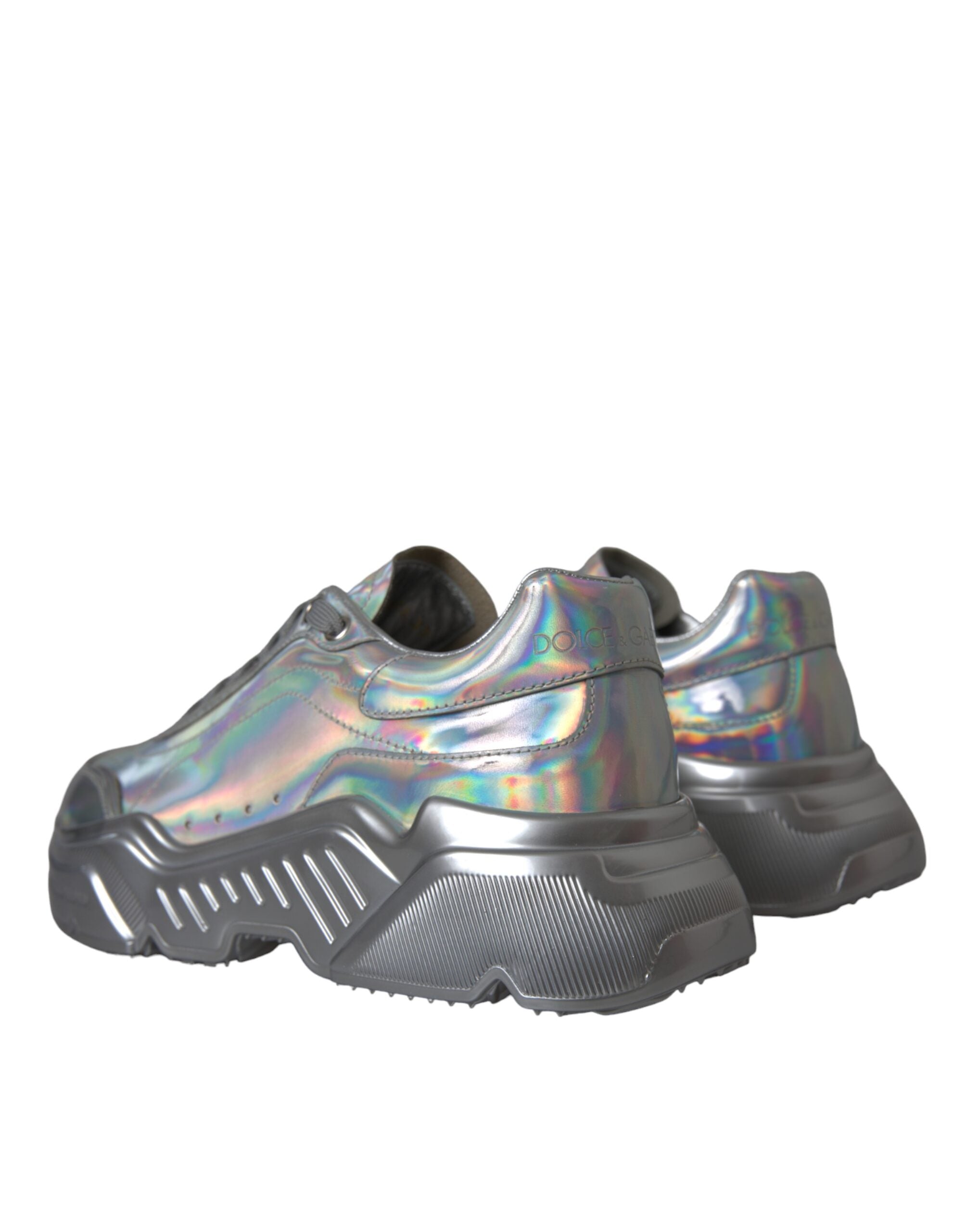 Dolce & Gabbana Silver Iridescent DAYMASTER Leather Sneakers Women's Shoes