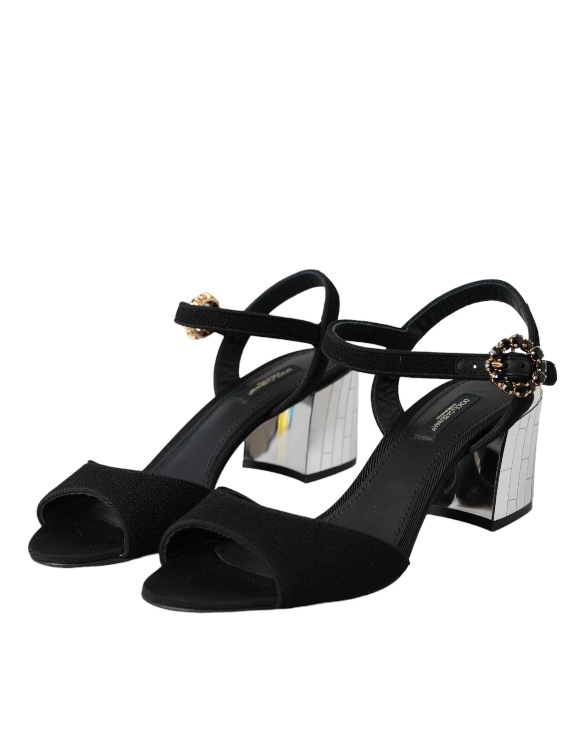 Dolce & Gabbana Black Crystal Ankle Strap Keira Sandal Women's Shoes (Pre-Owned)