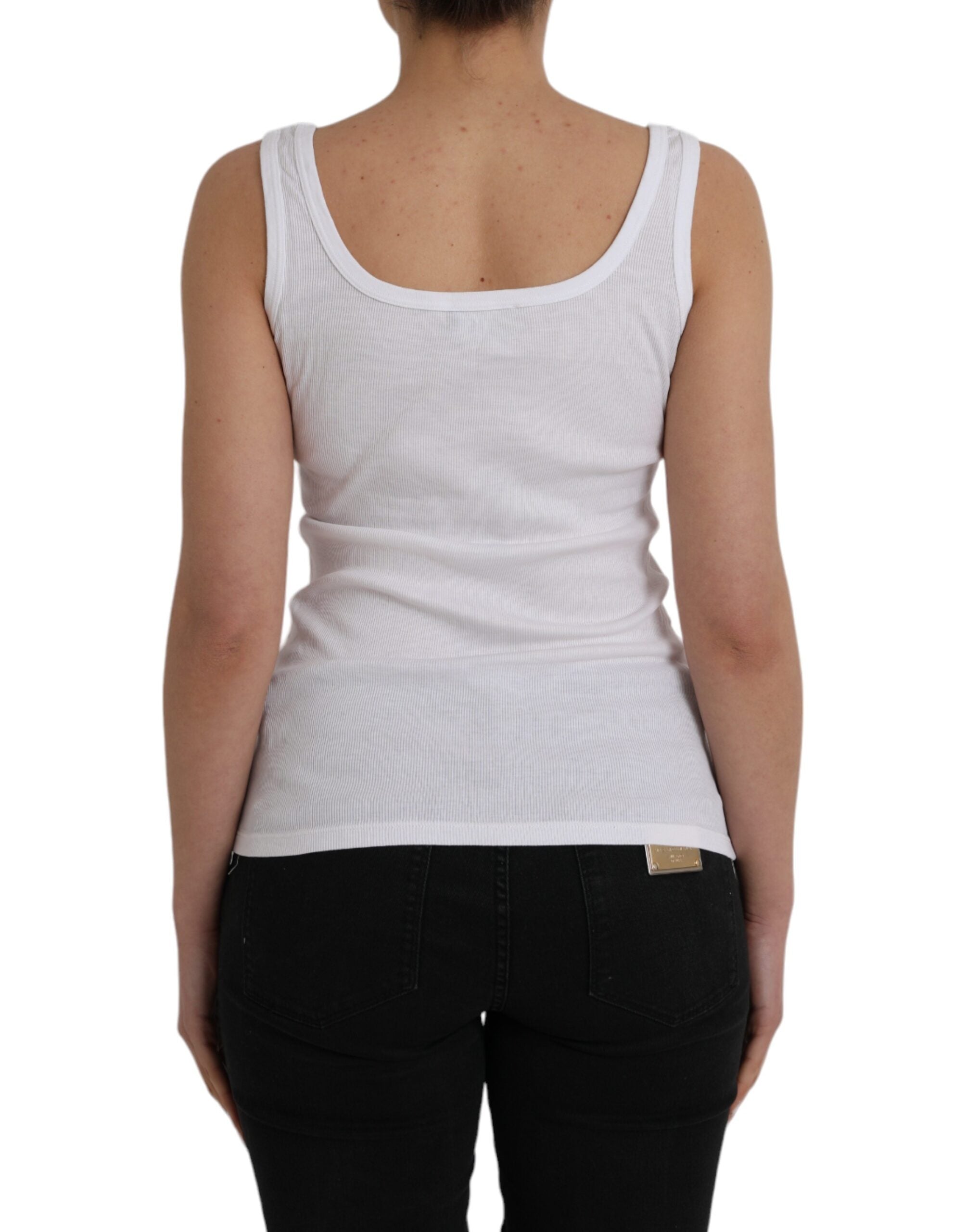 Ermanno Scervino White Cotton Sleevelesss Tank Casual Women's Top (Pre-Owned)