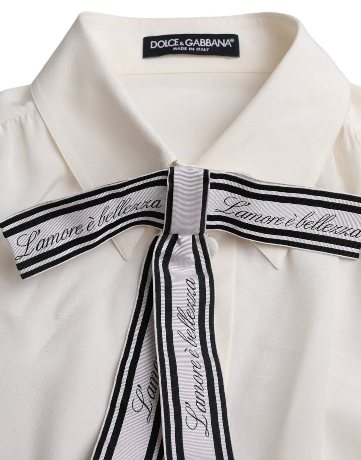 Dolce & Gabbana Off White Long Sleeve Button Down Blouse Women's Top
