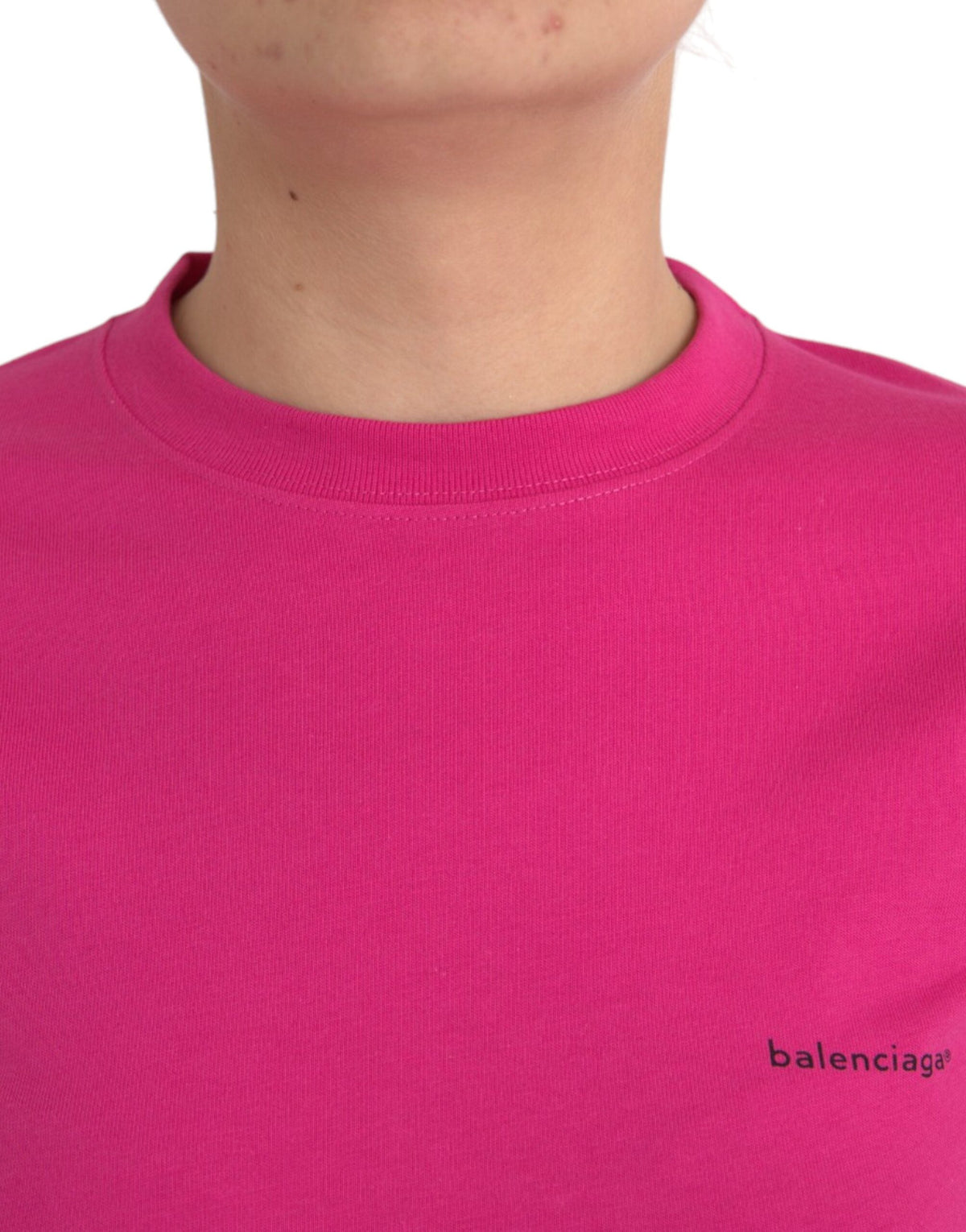 Balenciaga Pink Cotton Crew Neck Short Sleeves Tee Women's T-shirt