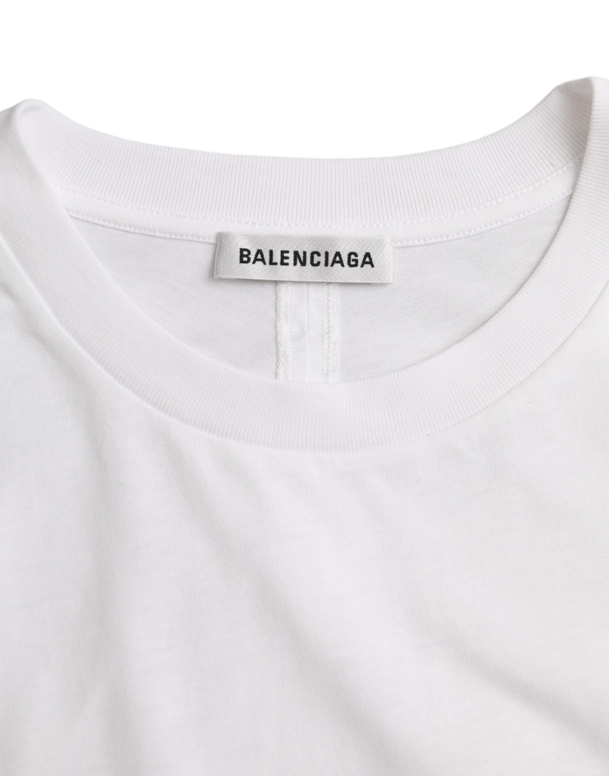 Balenciaga White Cotton Crew Neck Short Sleeves Women's T-shirt (Pre-Owned)