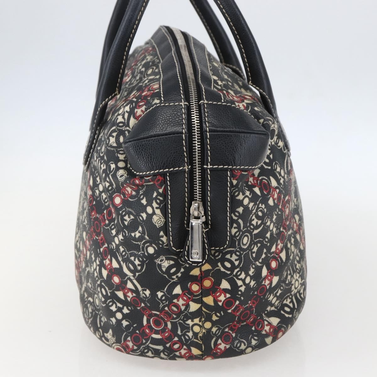 Chanel Optic Coco Bowler Printed Coated Canvas With Caviar Black Pvc Travel Bag Bag (Pre-Owned)