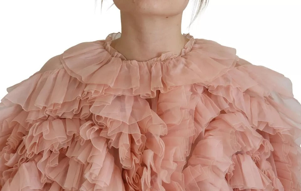 Dolce & Gabbana Pink Ruffles Long Sleeves Pullover Women's Sweater (Pre-Owned)