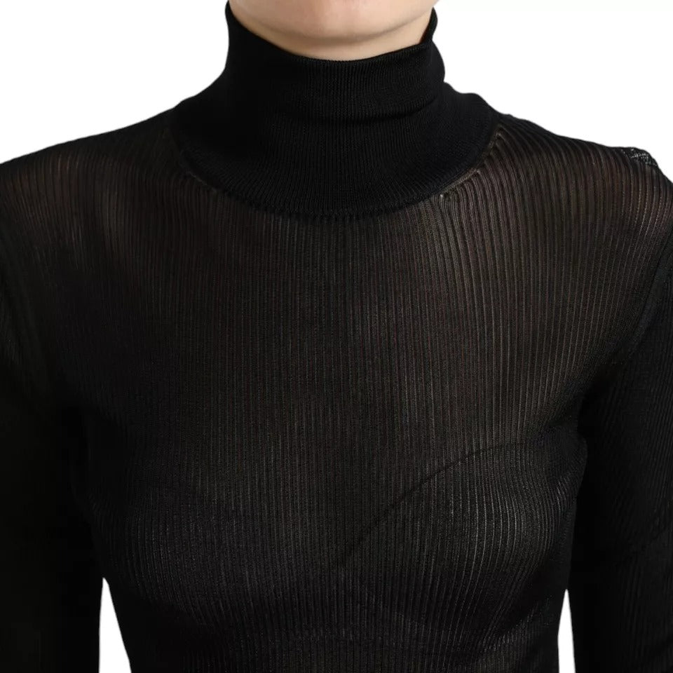 Dolce & Gabbana Black Viscose Turtle Neck Pullover Women's Sweater (Pre-Owned)