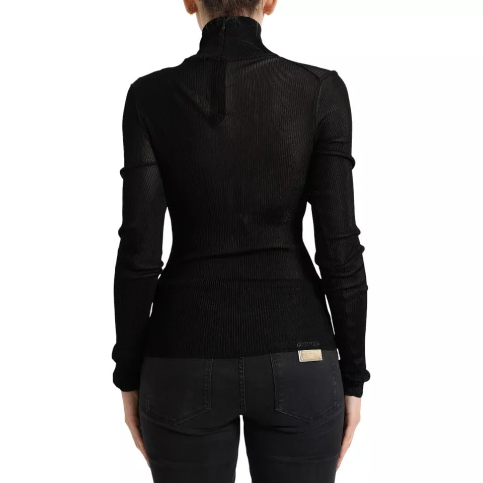 Dolce & Gabbana Black Viscose Turtle Neck Pullover Women's Sweater (Pre-Owned)