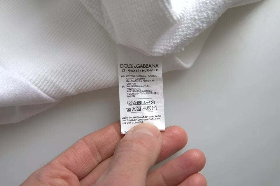 Dolce & Gabbana White Cotton Logo Pullover Sweatshirt Men's Sweater (Pre-Owned)